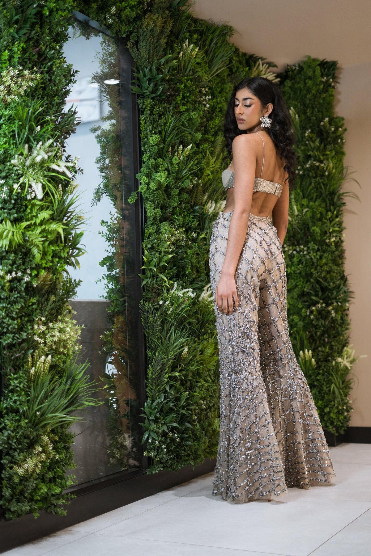 Zardosi Embroidery, Tulle & French Lace, Pant Set, Bralette Silhouette