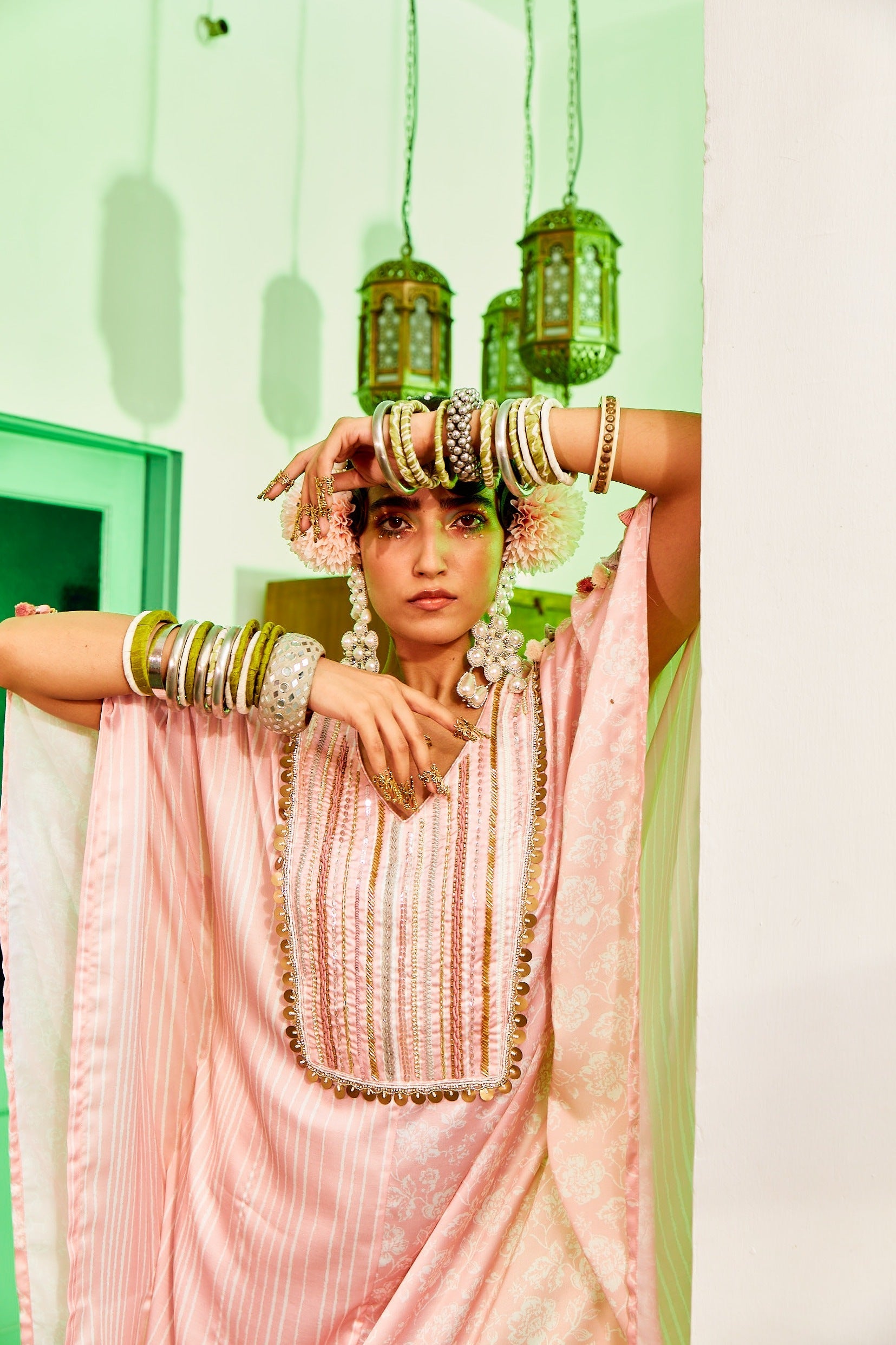 Half & Half Pink Kaftan