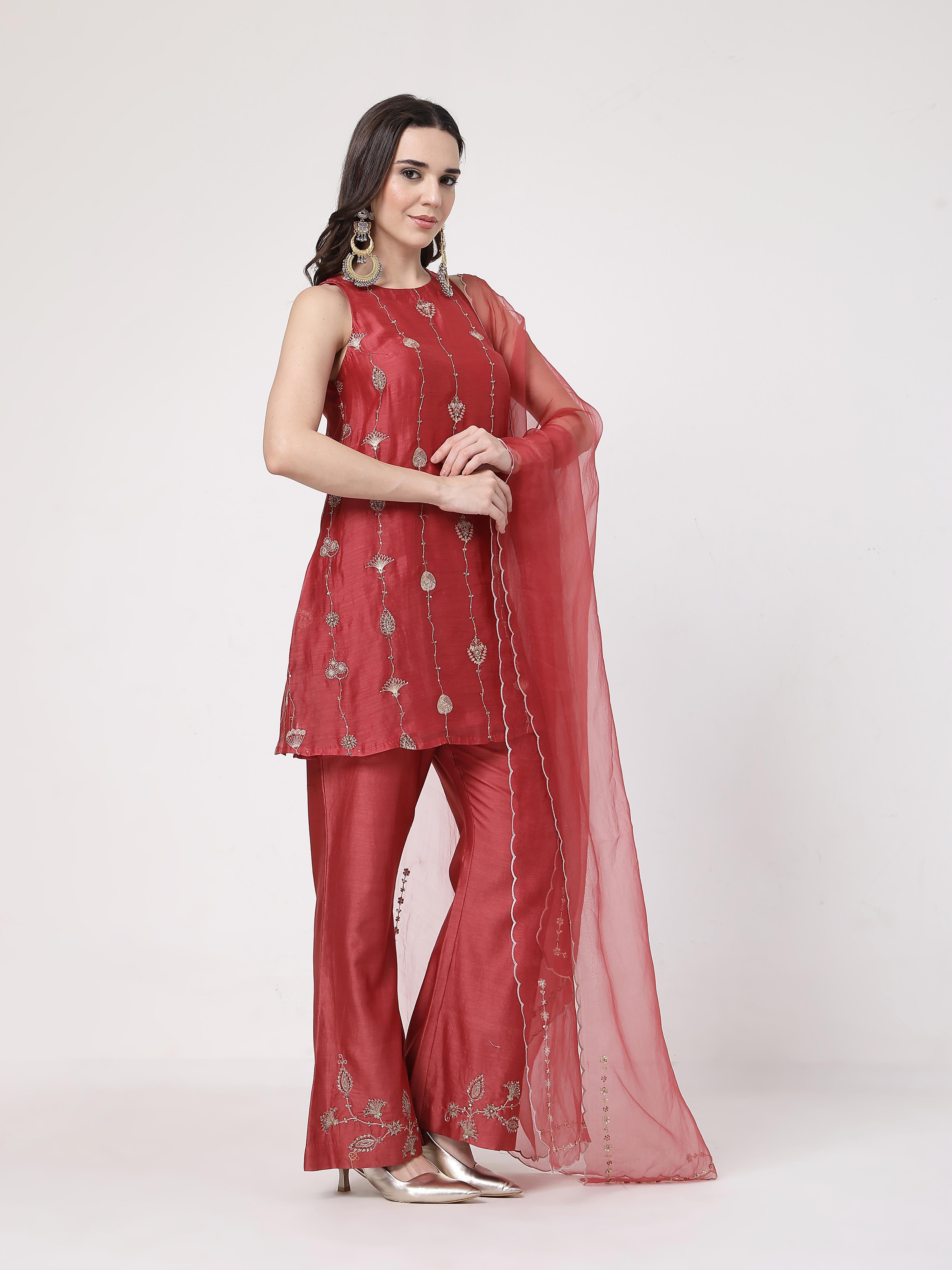 Maroon A-line Set
