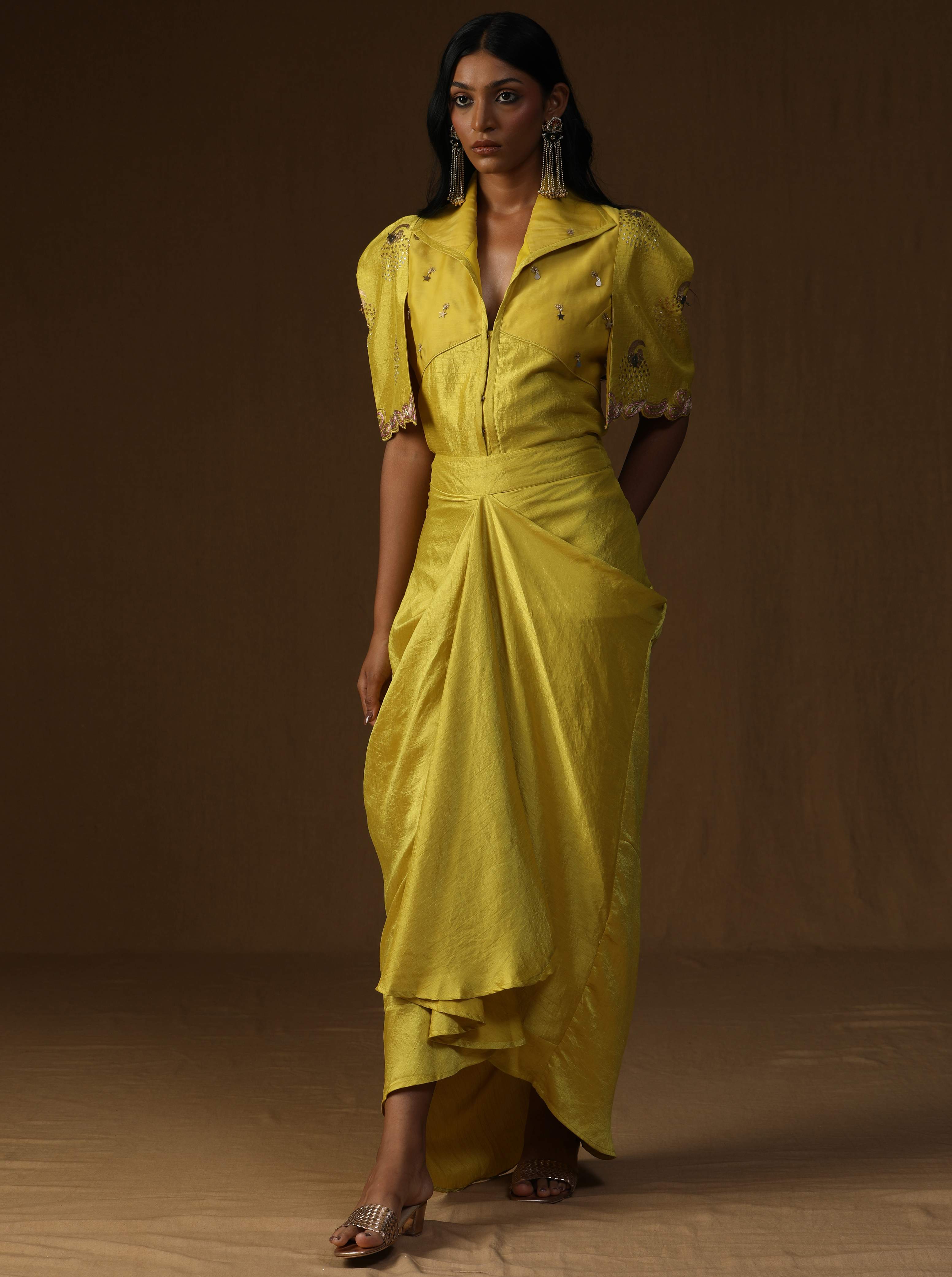 Rangadevi Lime� Draped Skirt Set