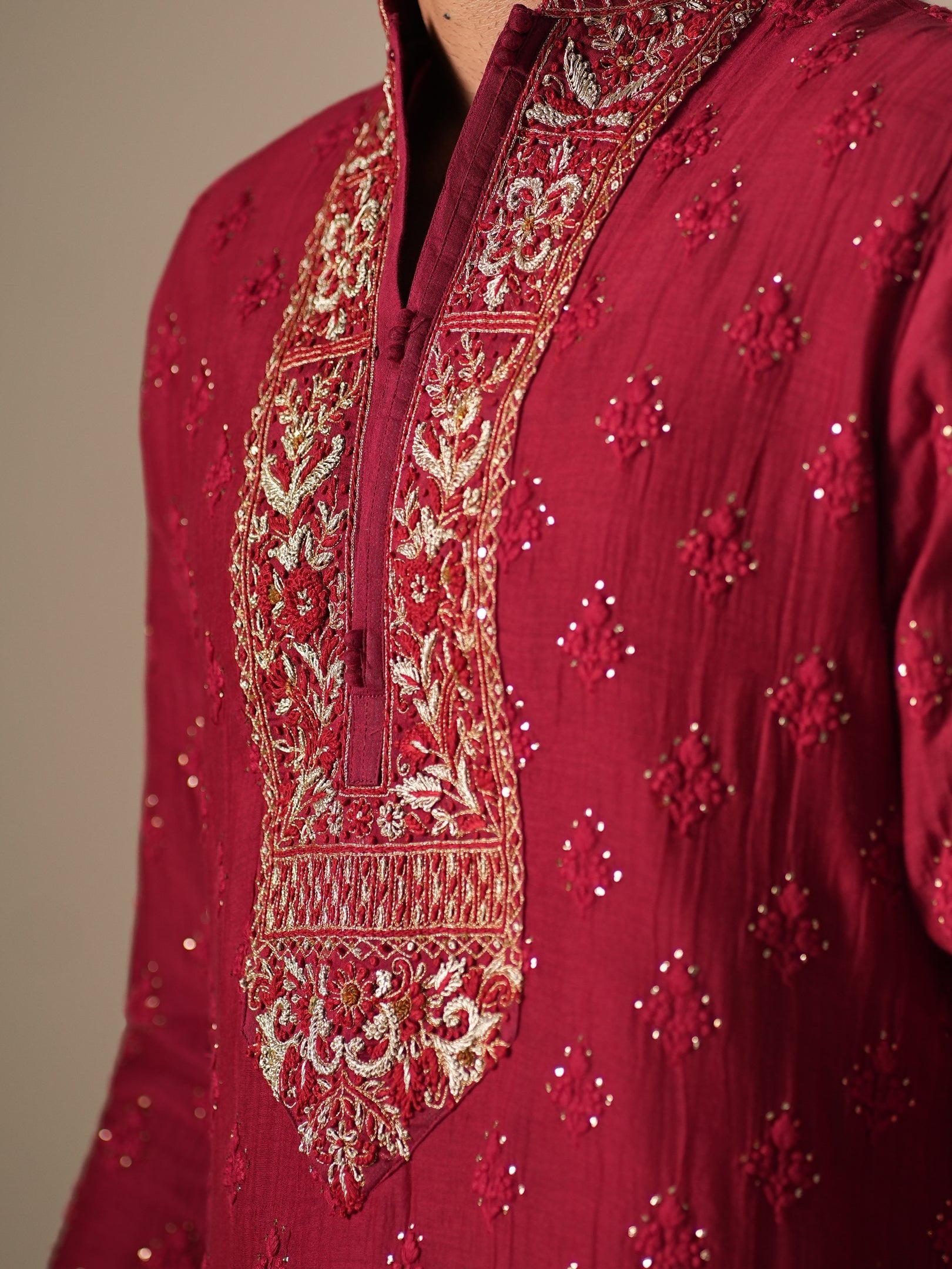 Ruby Zardozi Kurta Set
