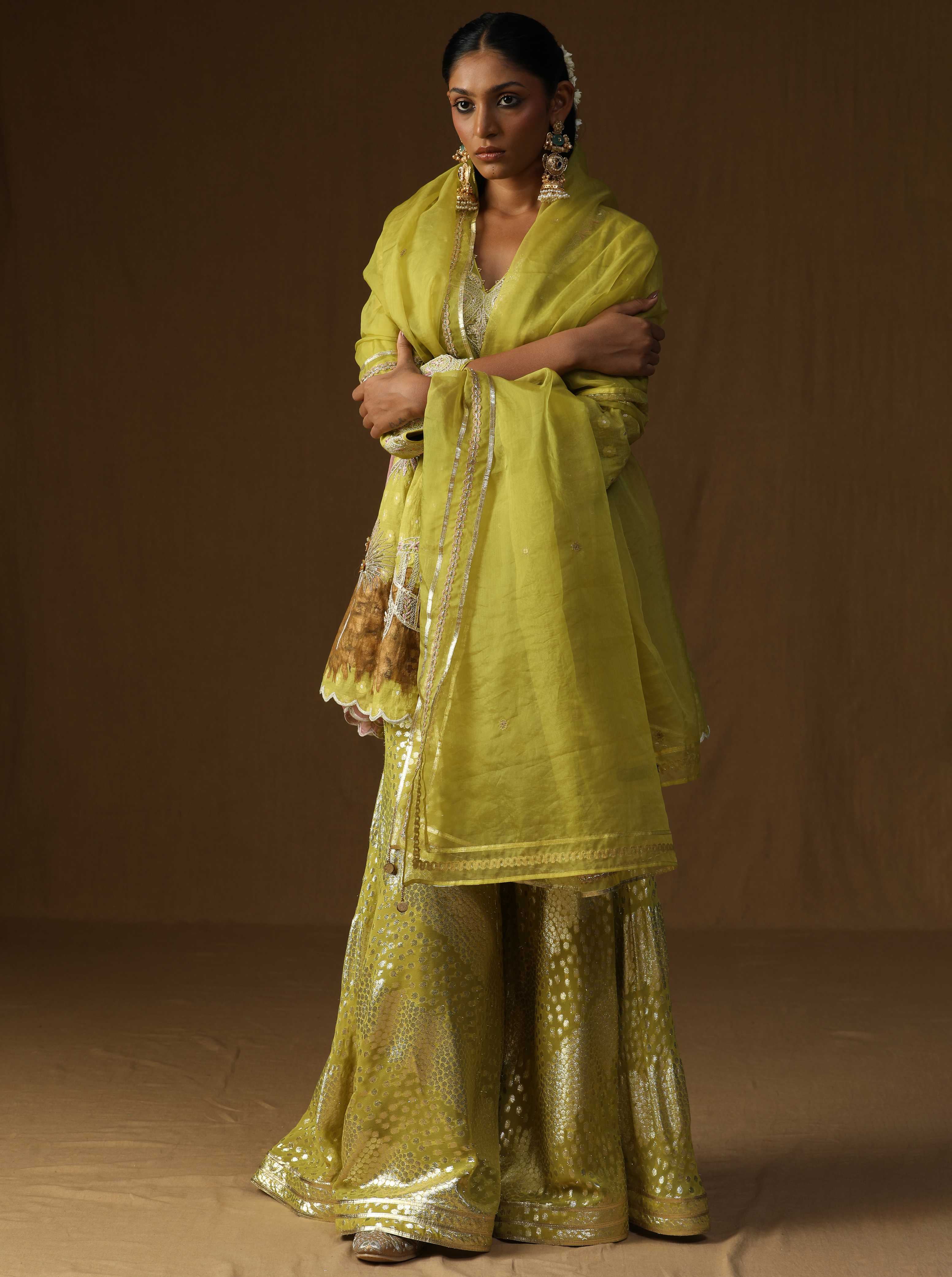 Noor Gul lime  Sharara Set