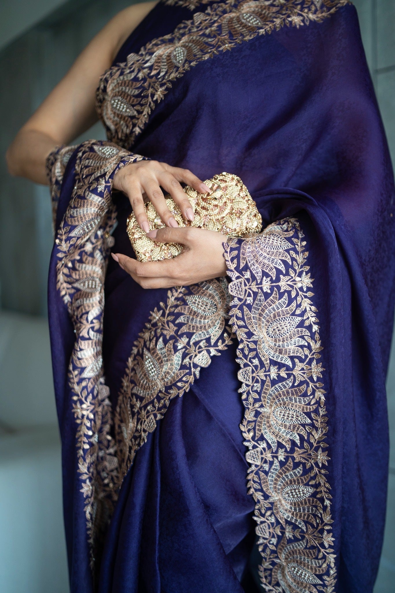 Lotus border saree
