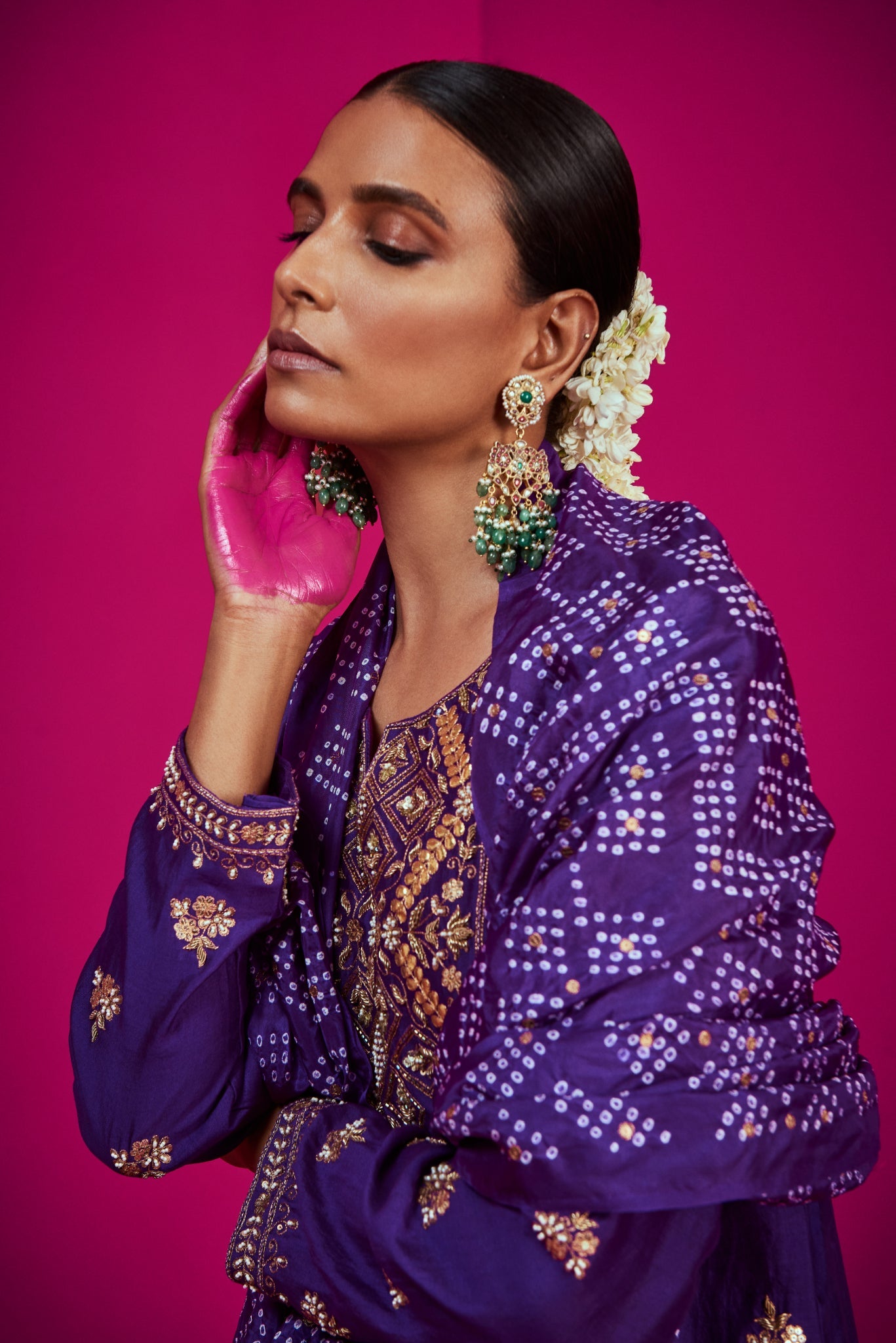 Straight Kurta Set With Bandhani Dupatta