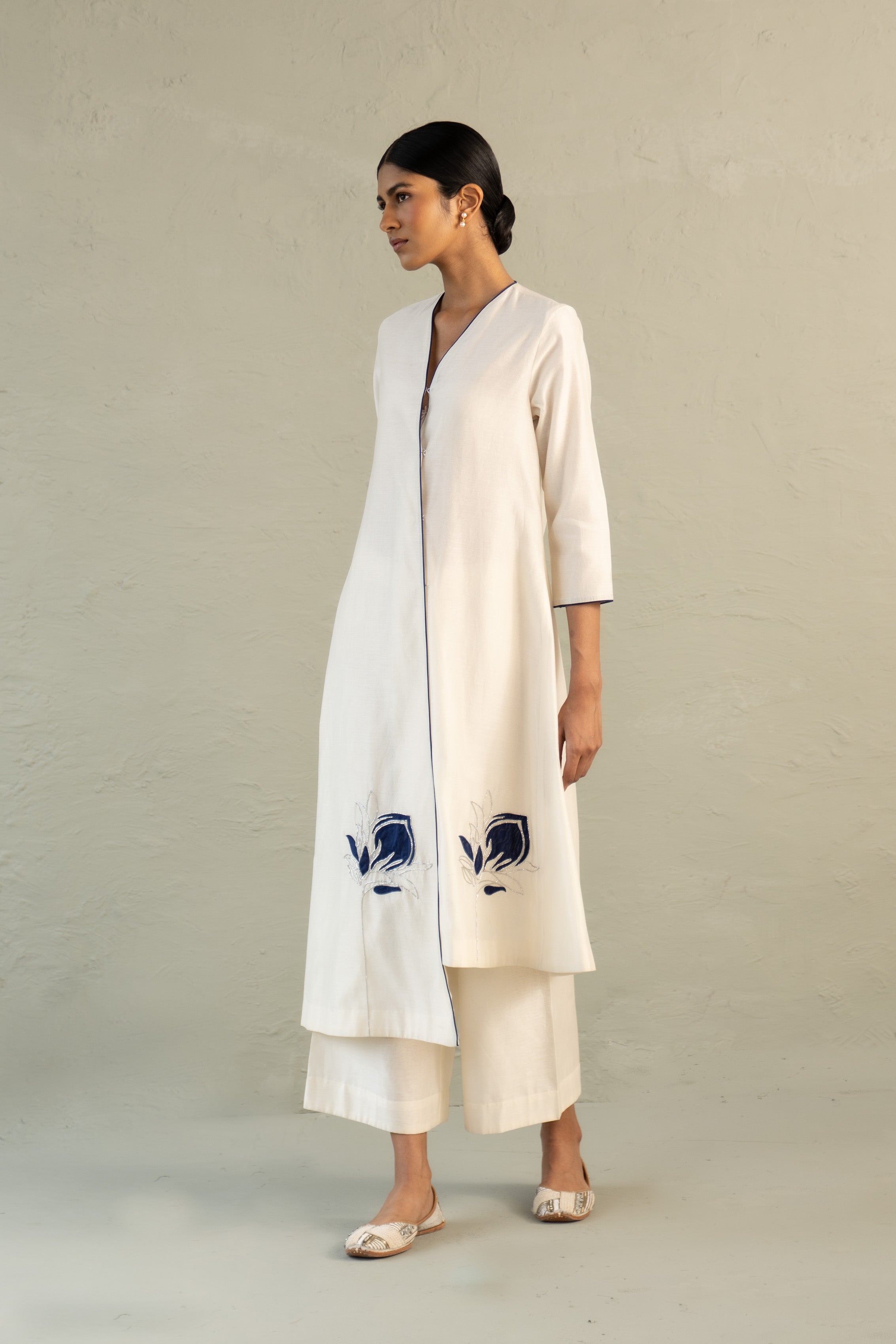 Blue Edit Ivory Hi-Lo Set with dupatta
