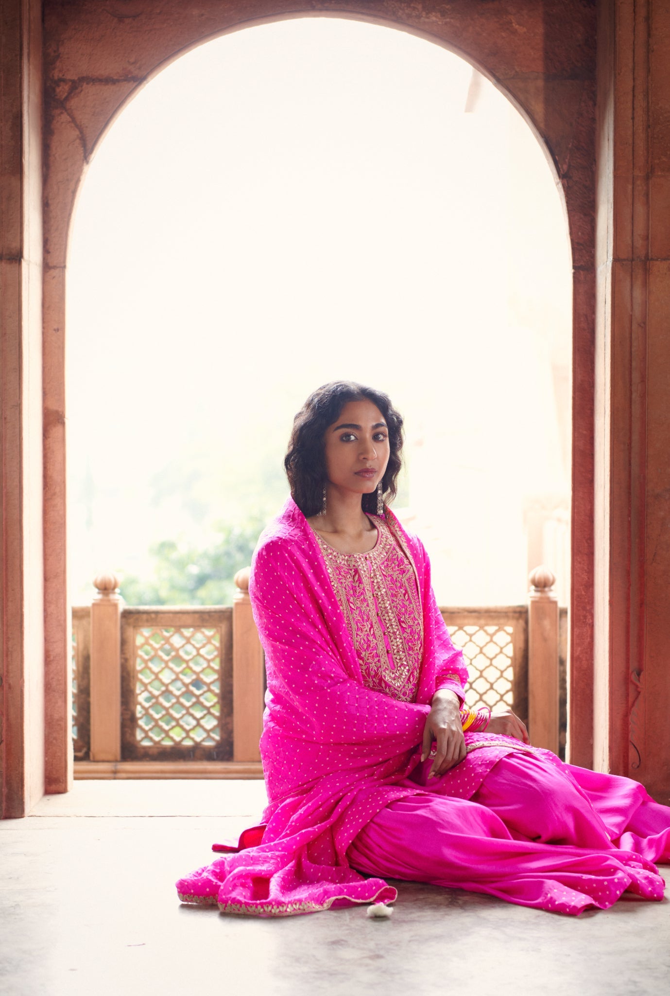 bandhni short sharara