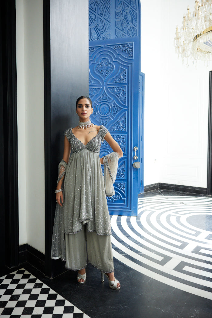 Crystal Grey Kurta Set