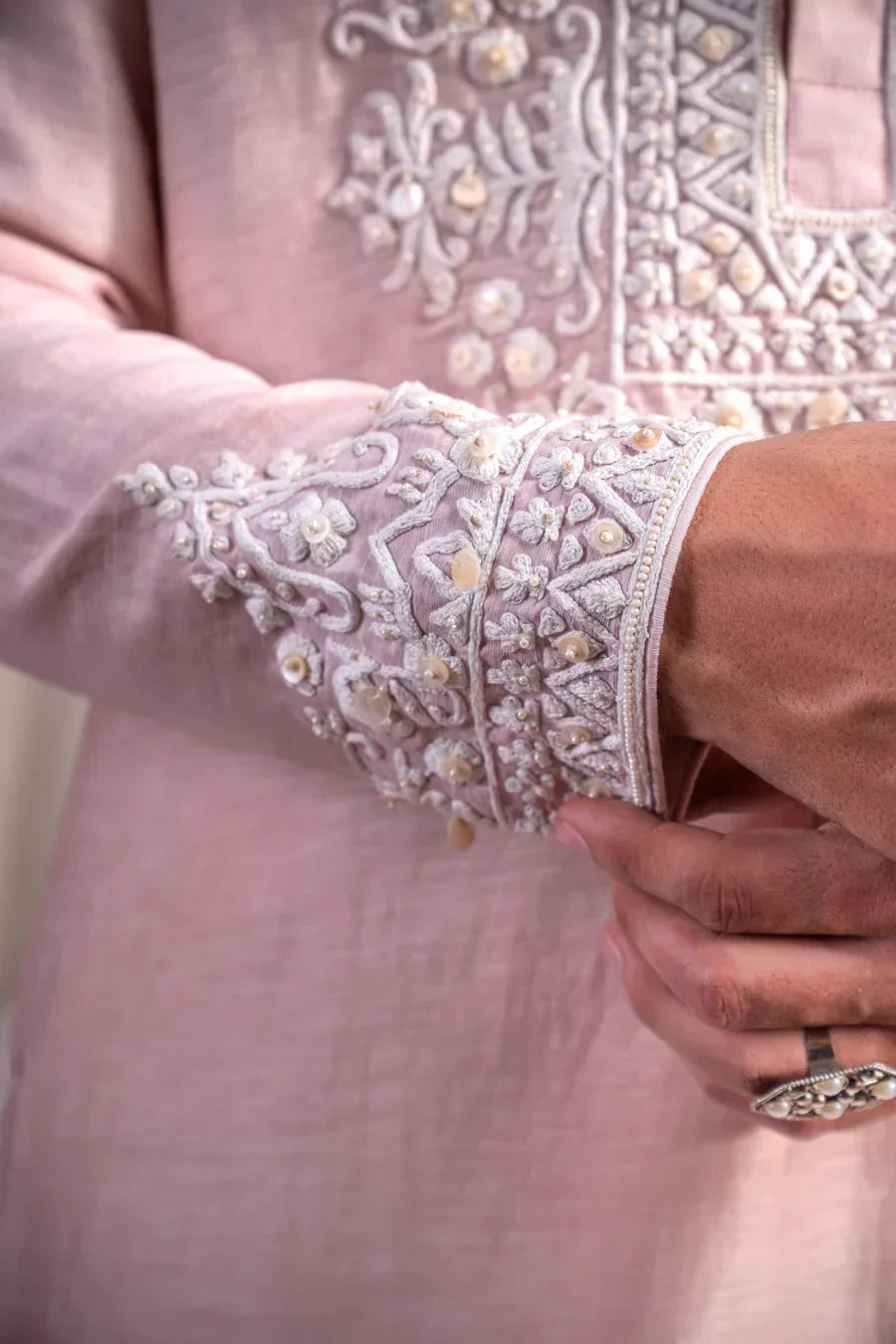 Blush Royale Embroidered Linen Silk Kurta