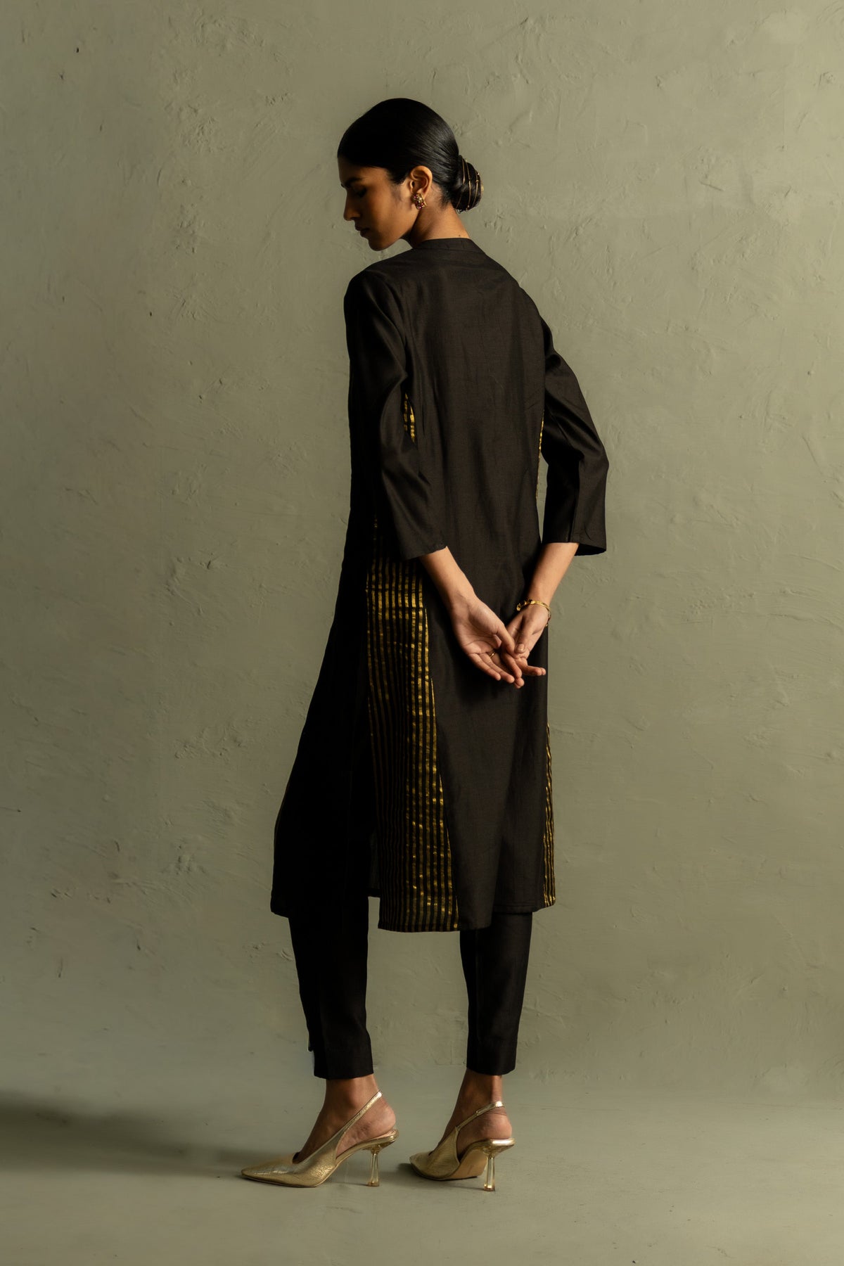 Ojas Black Tissue Kurta Set