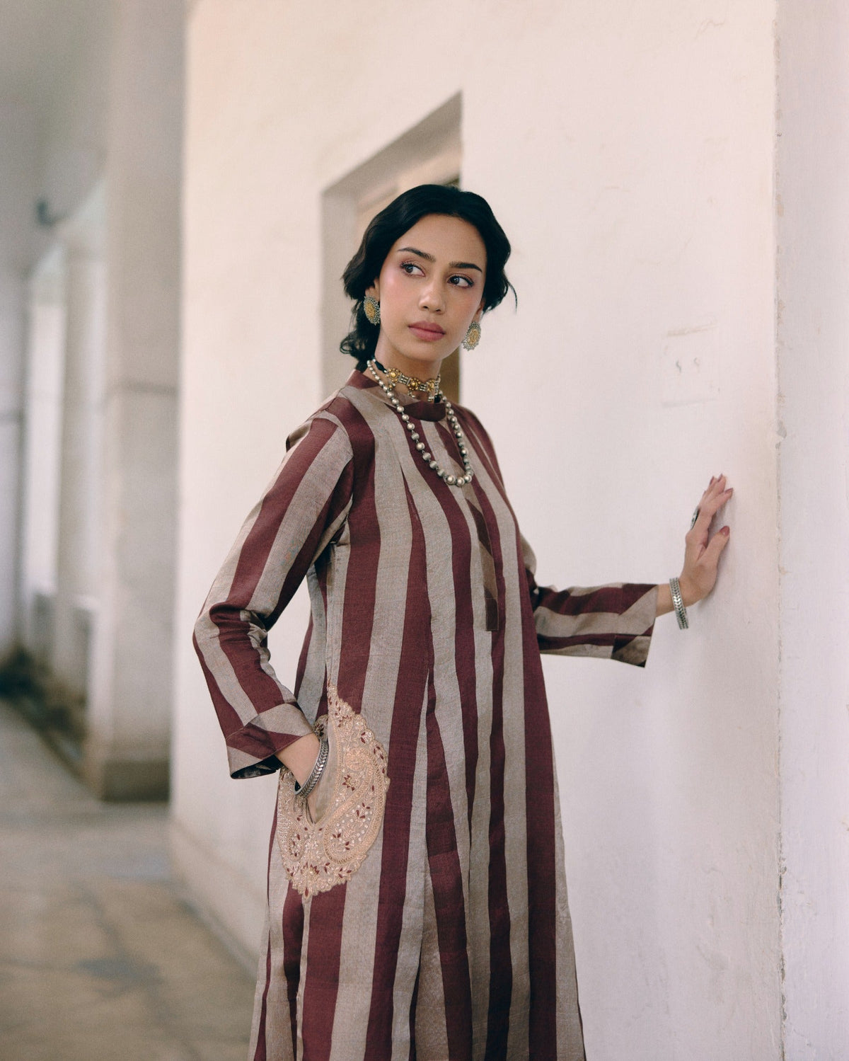 Paisley Pocket Striped Kurta Set