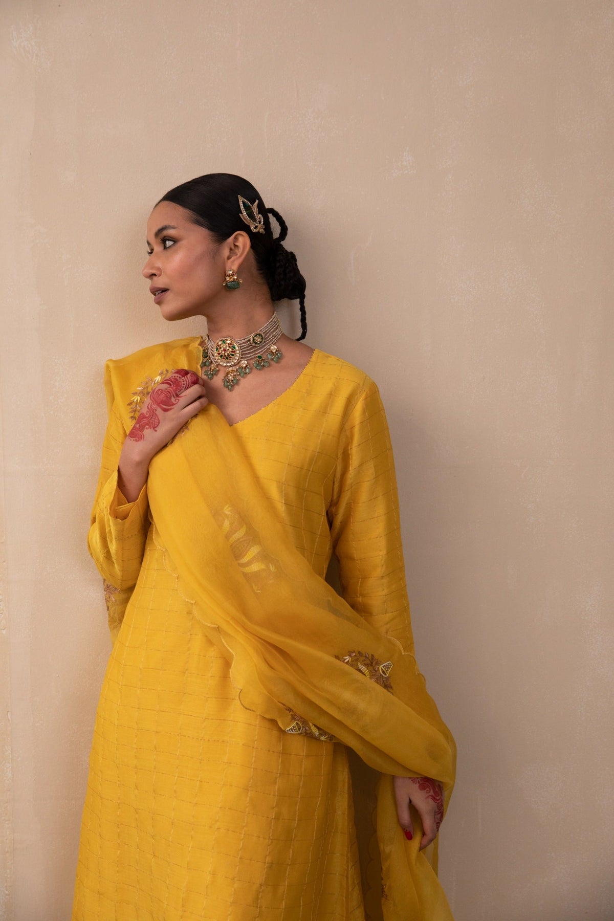 Checks Zari Kurta Set