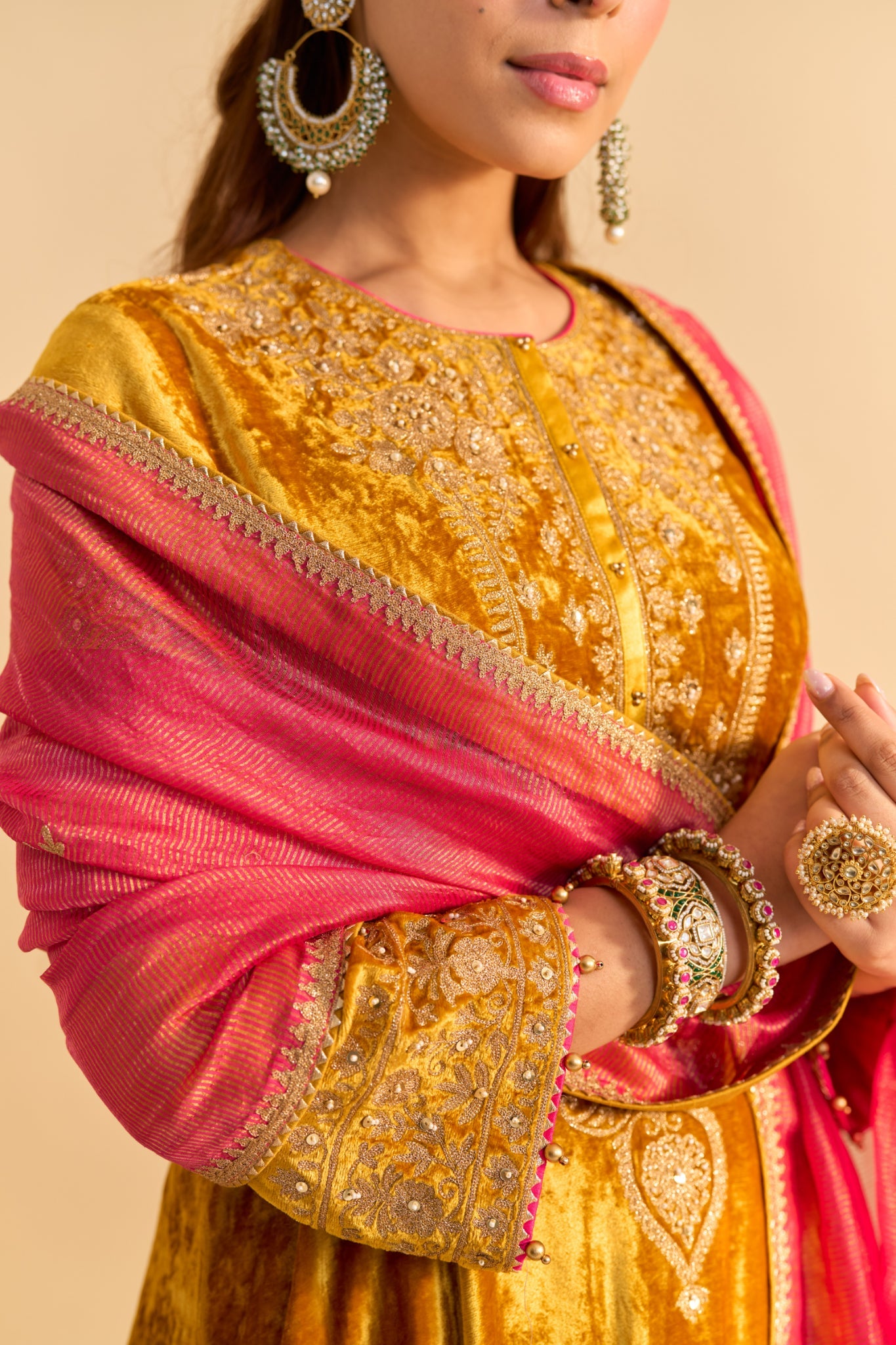 Laiba - Mustard A-line Kurta with Dhoti and Dupatta