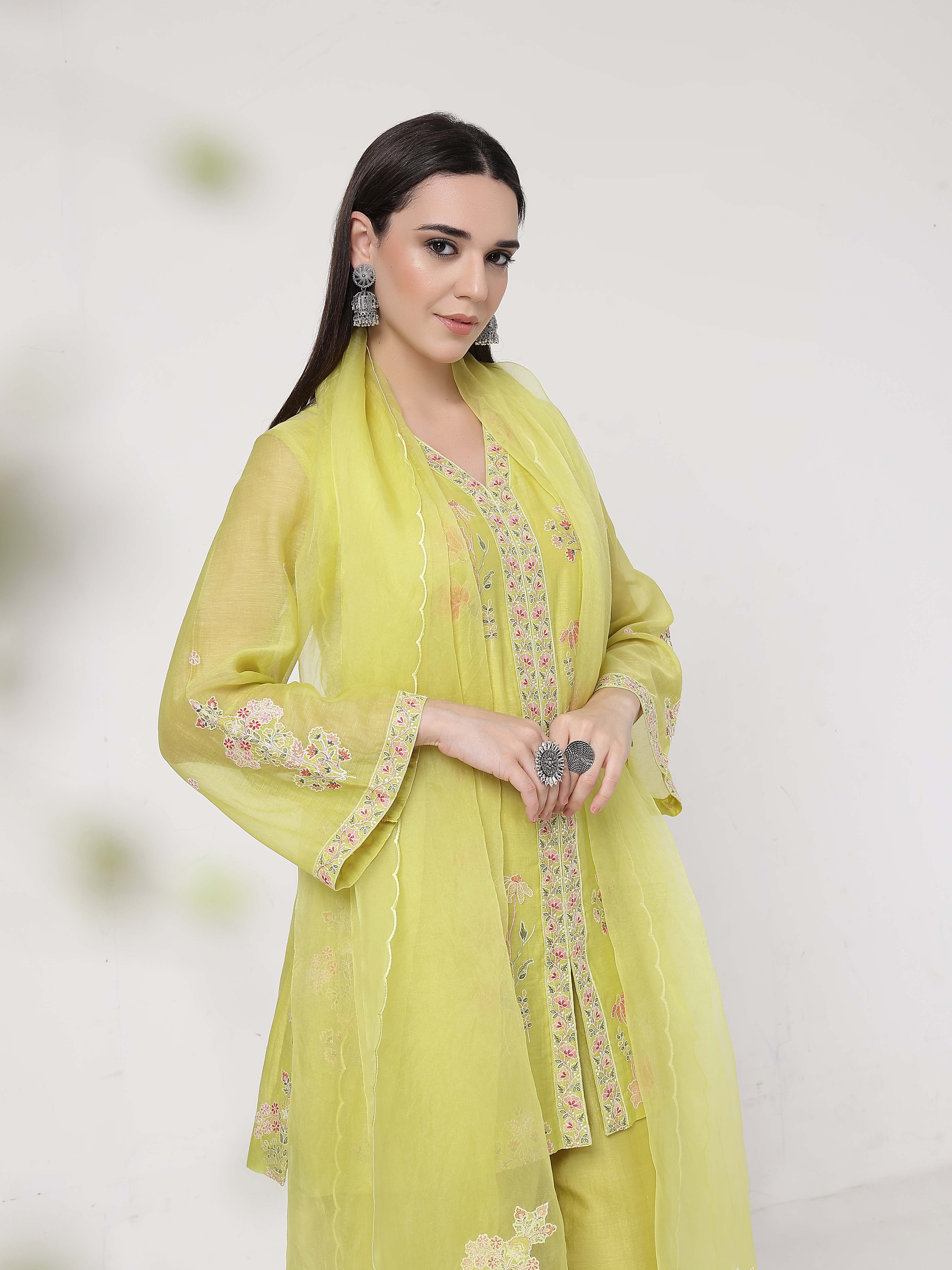 Lime Green A-line Suit Set