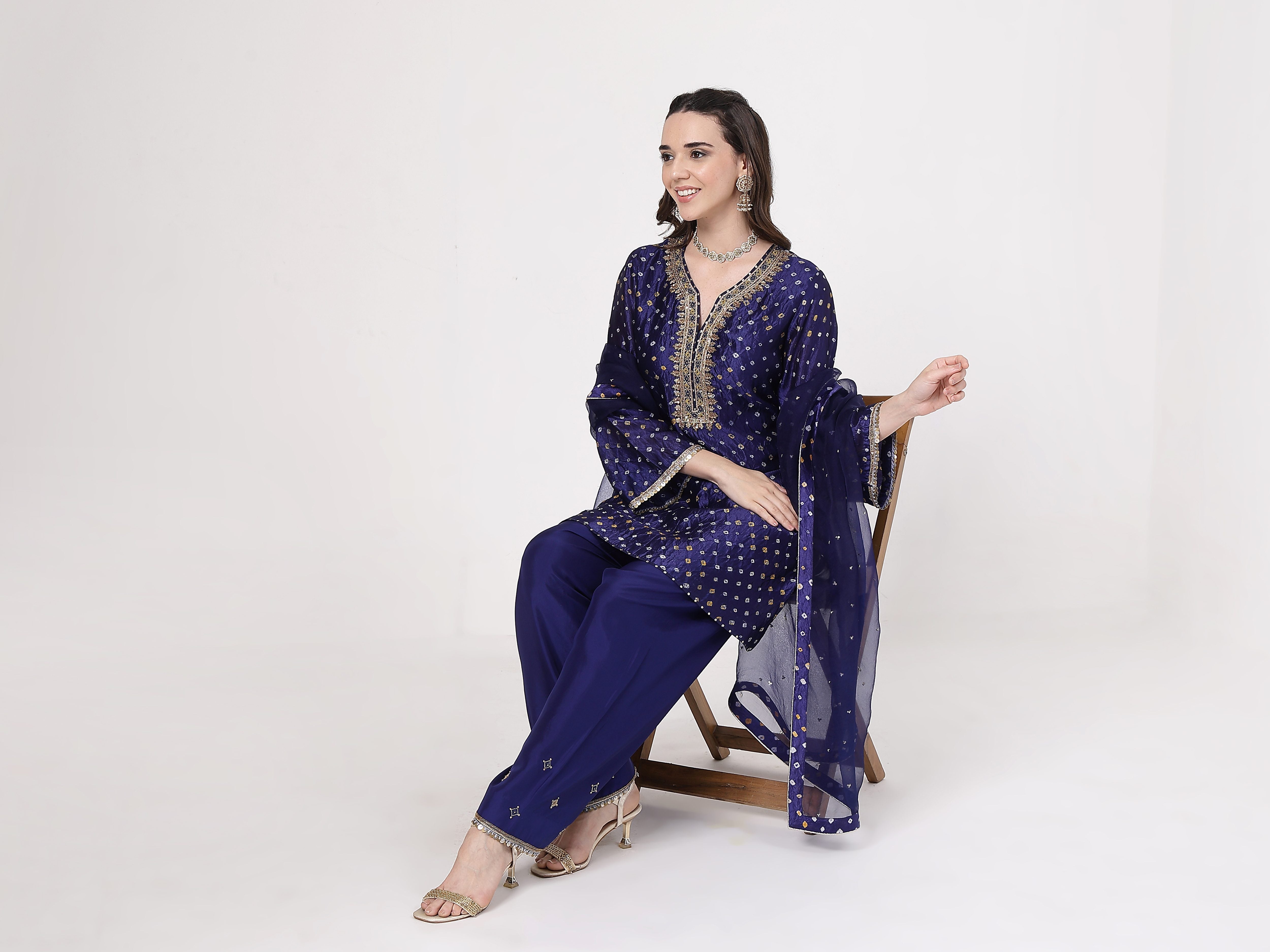 Midnight Blue Bandhani Salwar Set