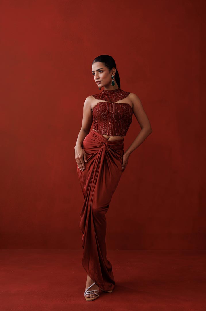 Maroon corset set