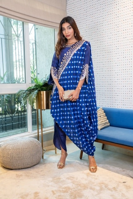 silk top,harroms and mothra drape dupatta with gota work