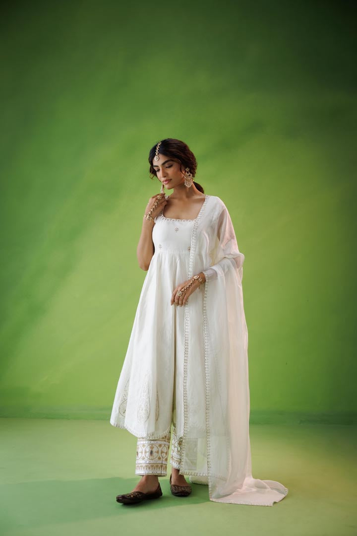Ivory anarkali set