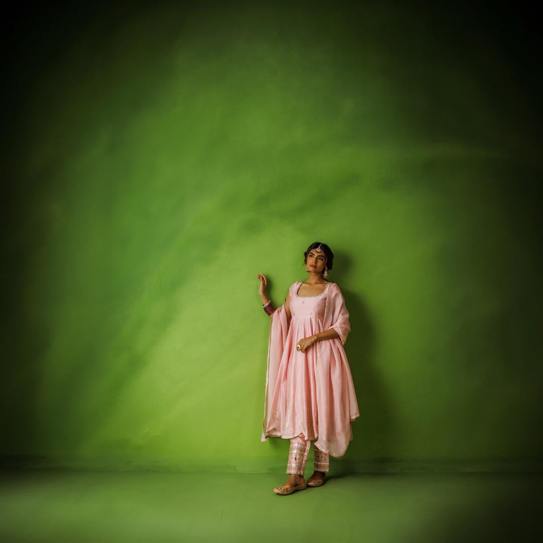 Baby pink anarkali set