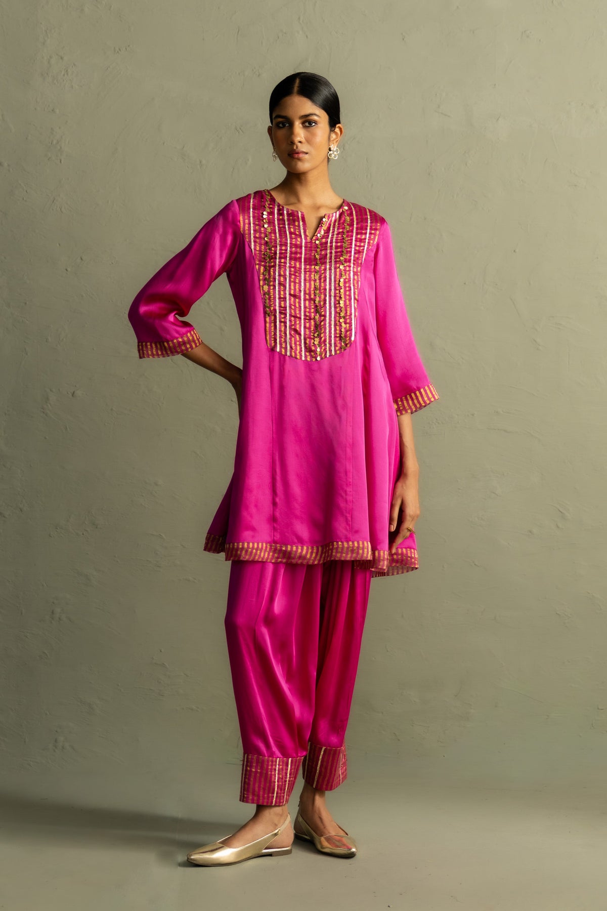 Ojas Flared Short Kurta With Salwar