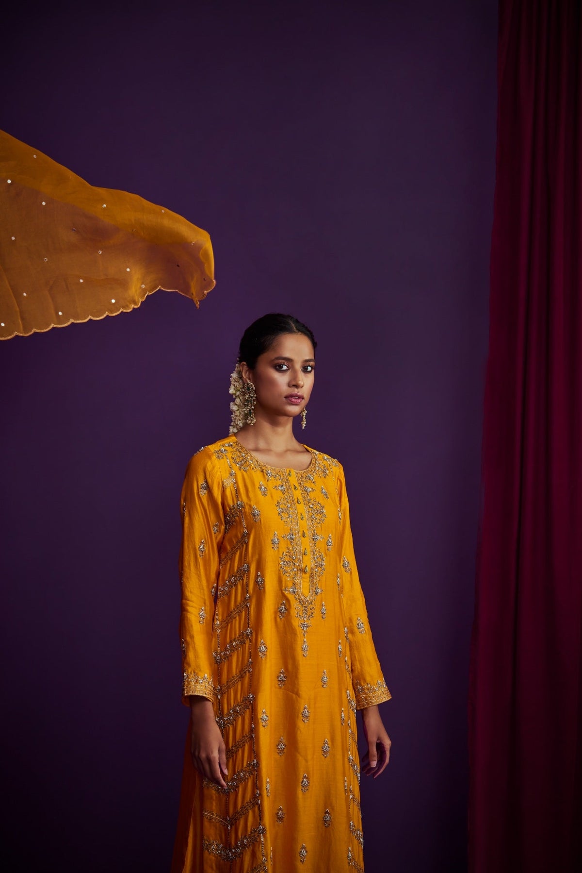 Heavily Embroidered Kurta Set With Sharara Pants