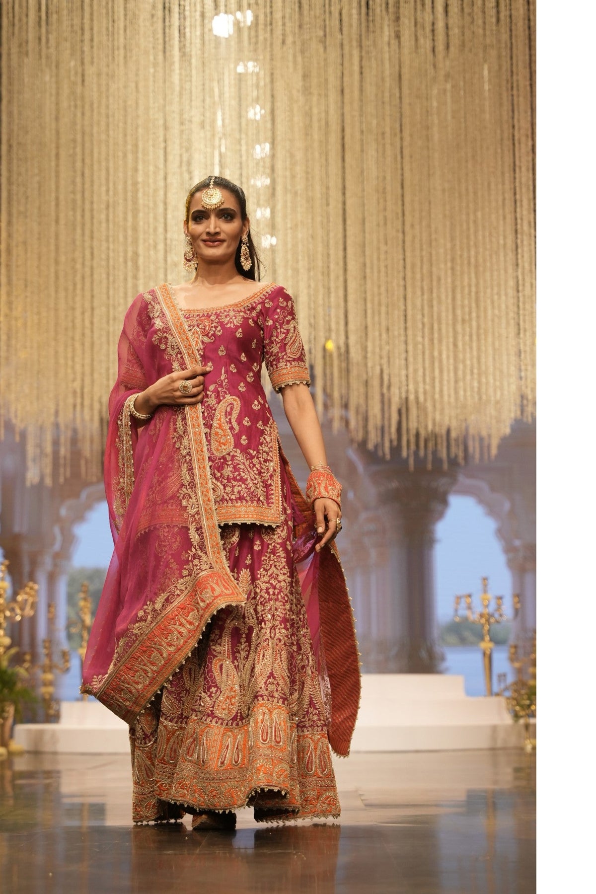 Ishwa - Hotpink Kurta with Sharara and Dupatta