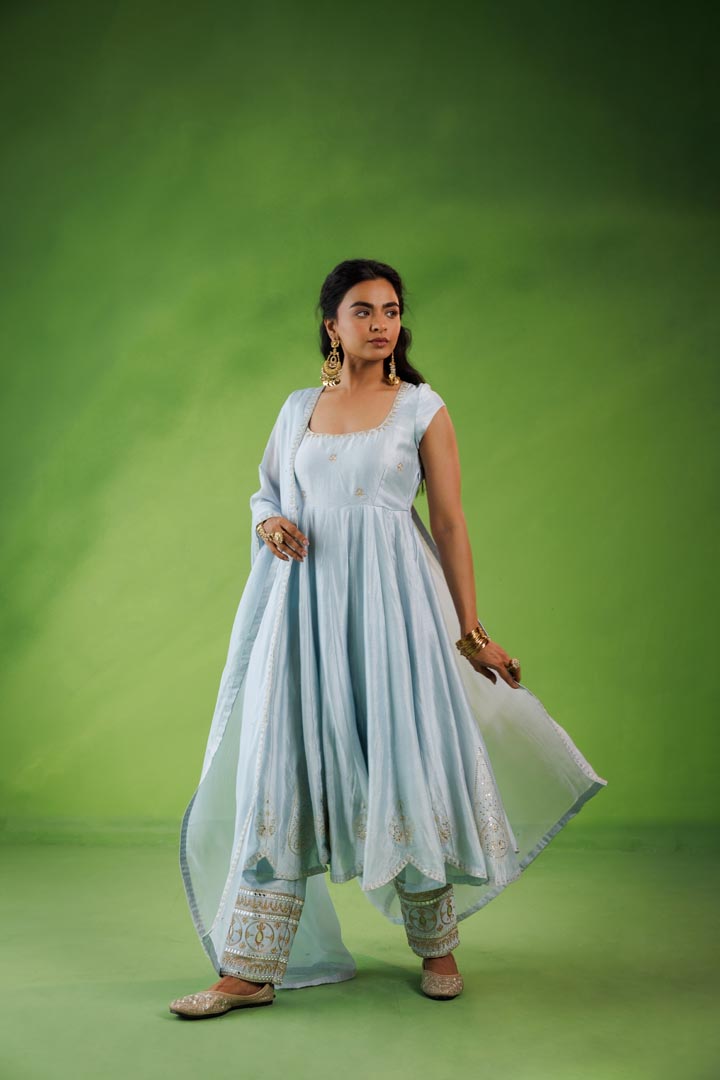 Powder Blue anarkali set