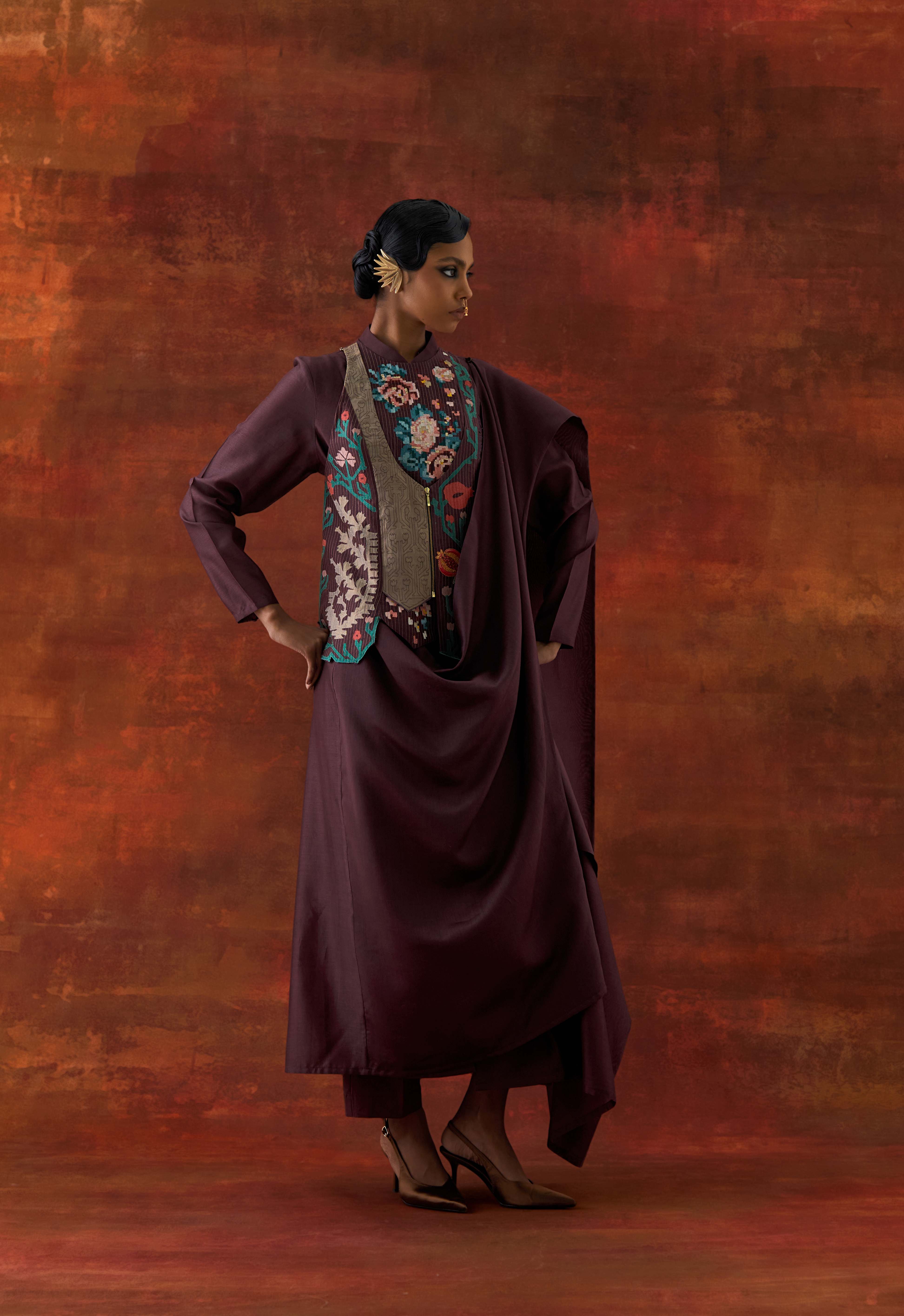 ANGRAKHA STYLE JACKET WITH ZIPPERED KURTA AND PANTS - image 7