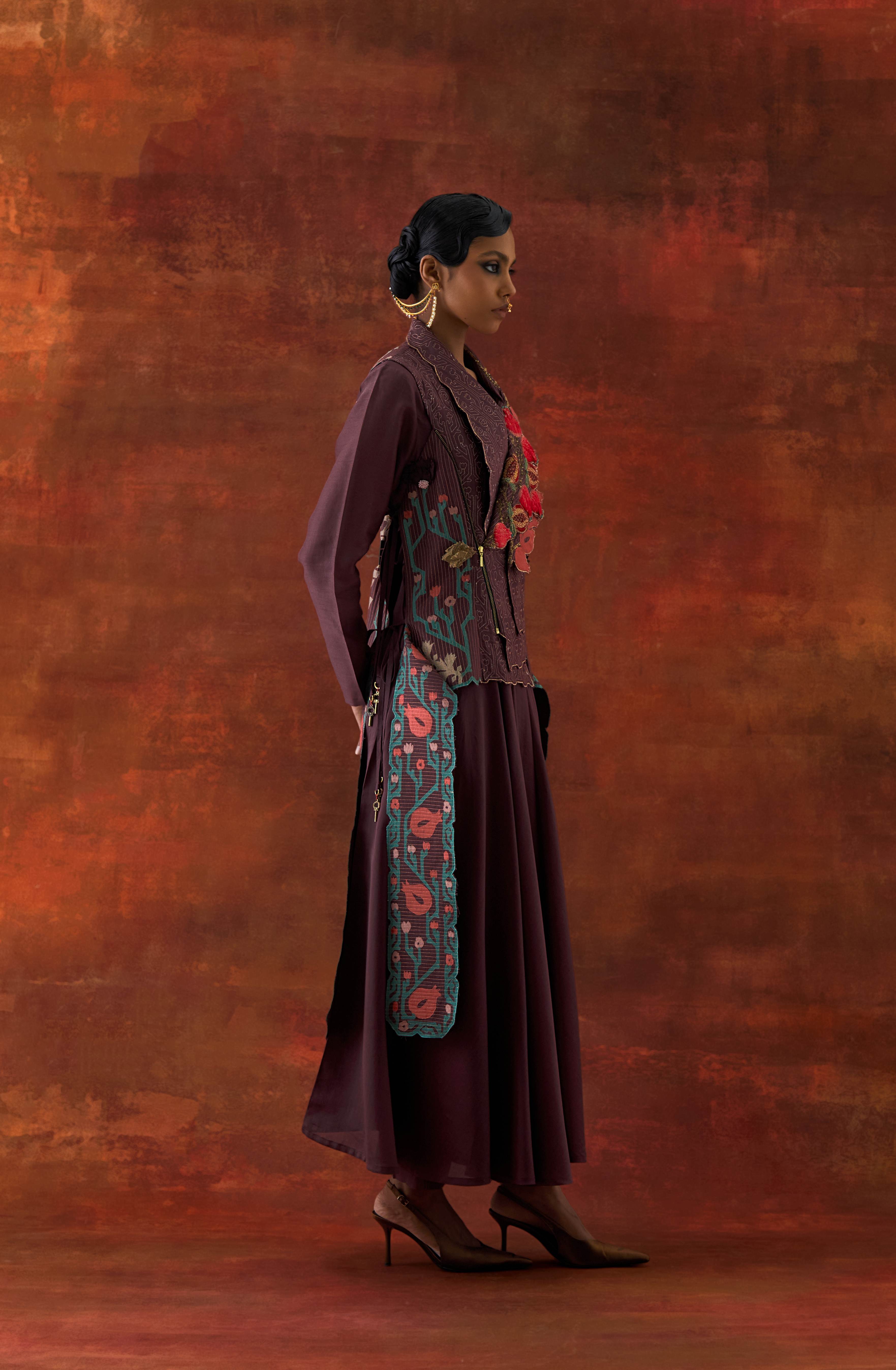 POMOGRANATE DOUBLE LAPEL JACKET WITH ANARKALI - image 7