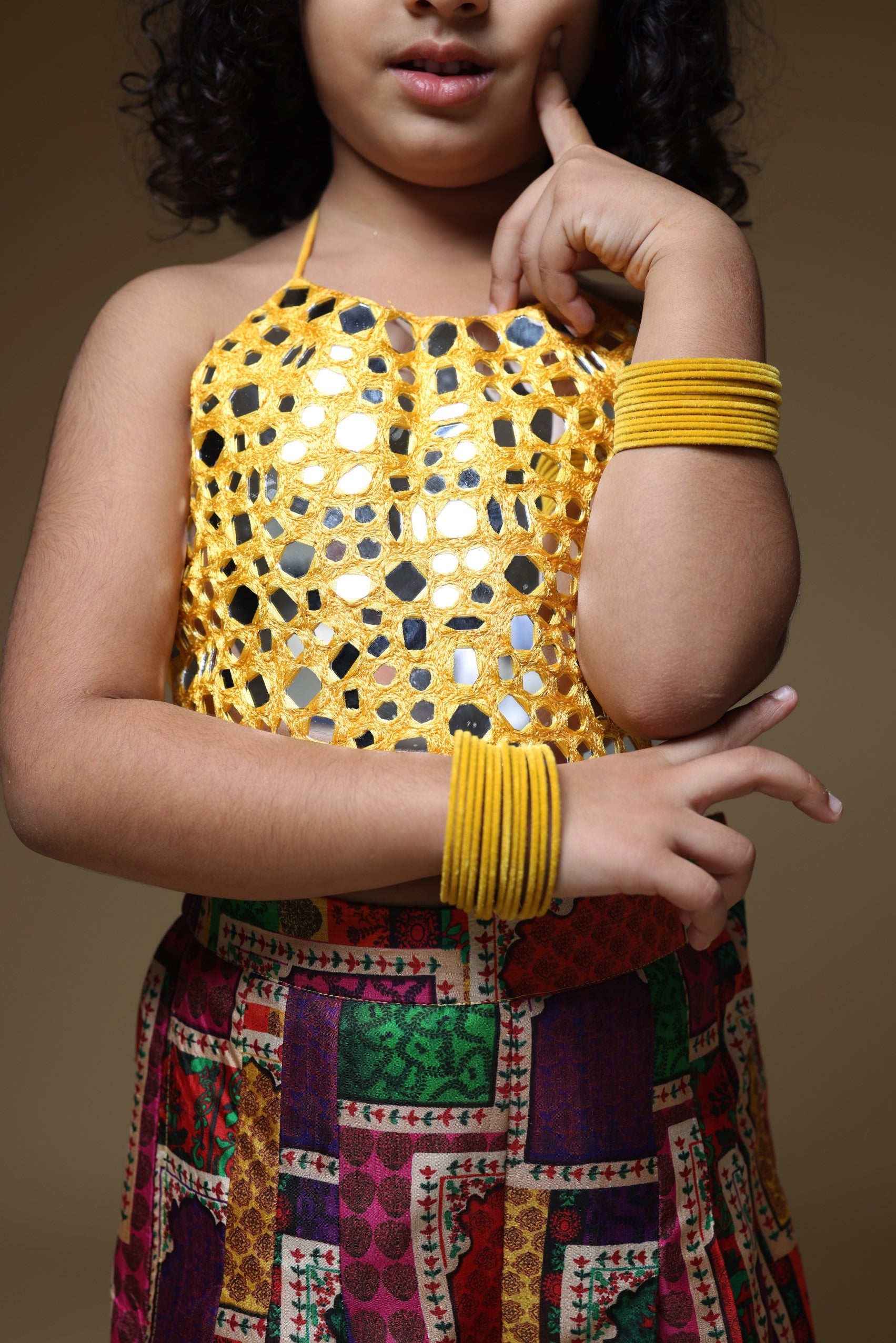 Hand embrodiered halter top with Pleated Pant