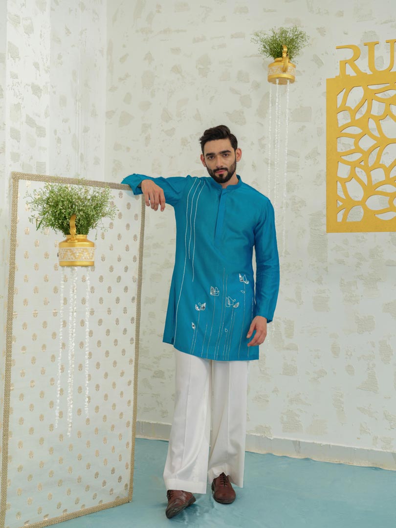 Mosaic Flower Blue Kurta set