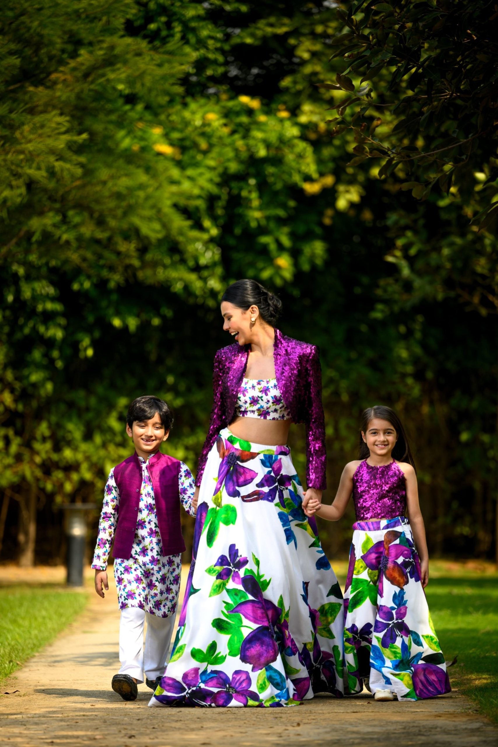 Hand embroidered silk lehenga with blouse, dupatta