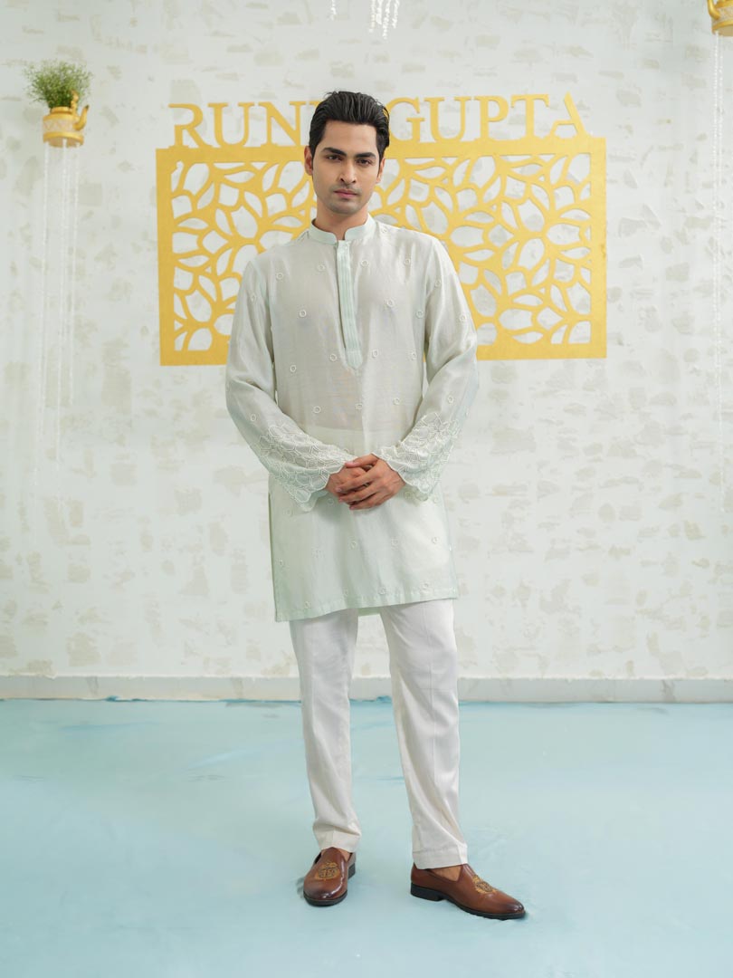 Mint Cutwork Hexa kurta set