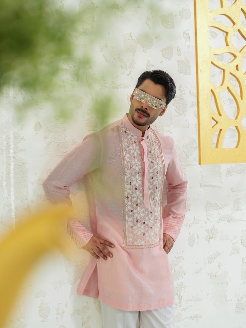 Pink cutwork Kurta set