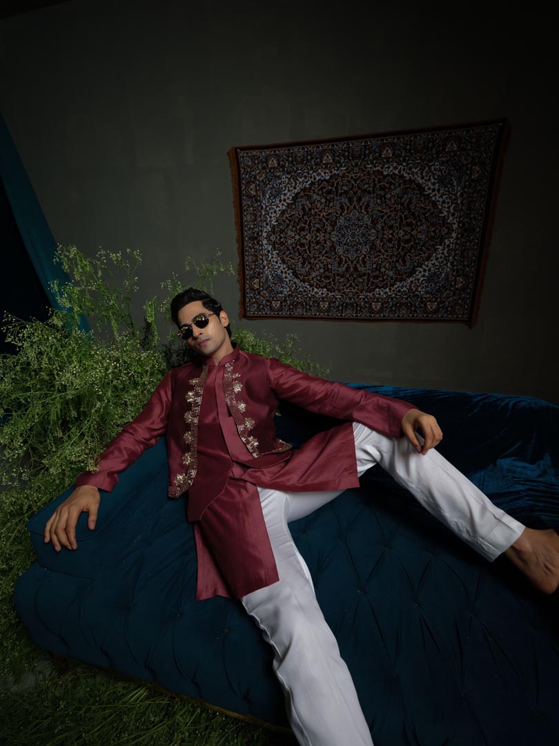 Maroon panel bundi set