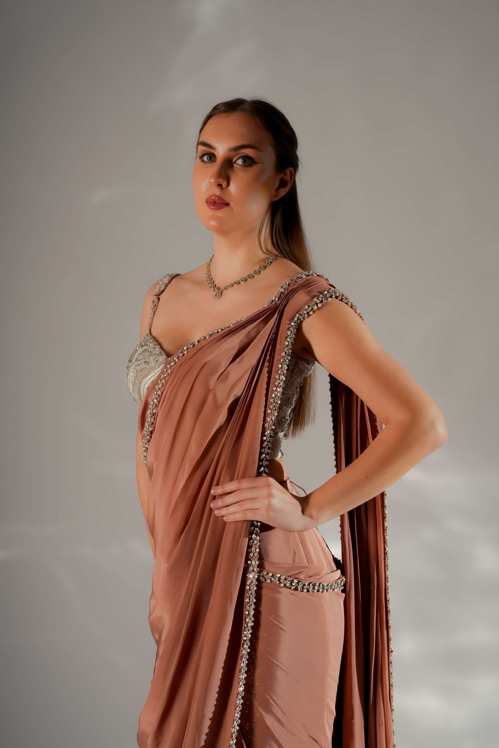 Zarina pearl drape saree