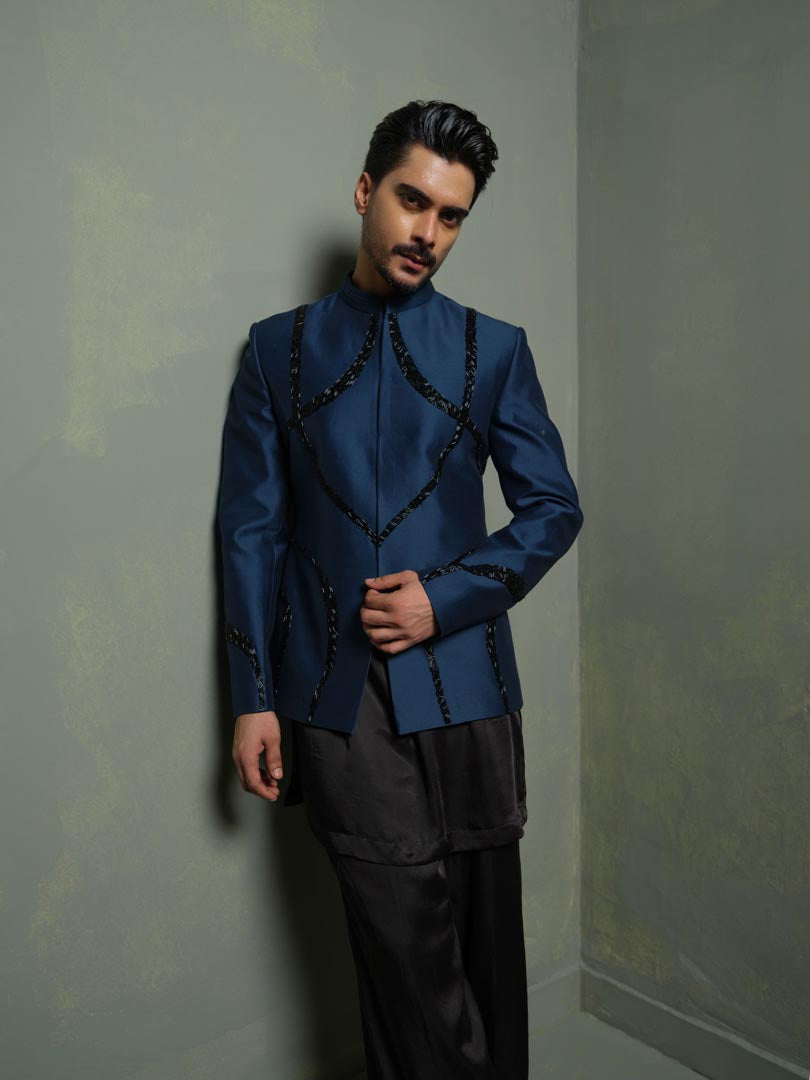 Midnight Bandhgala Set