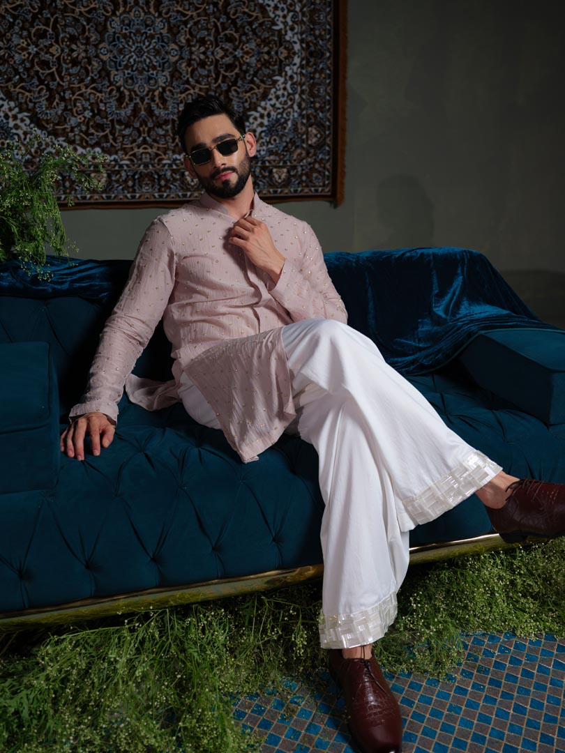 Lavender Chheeta Long kurta Set