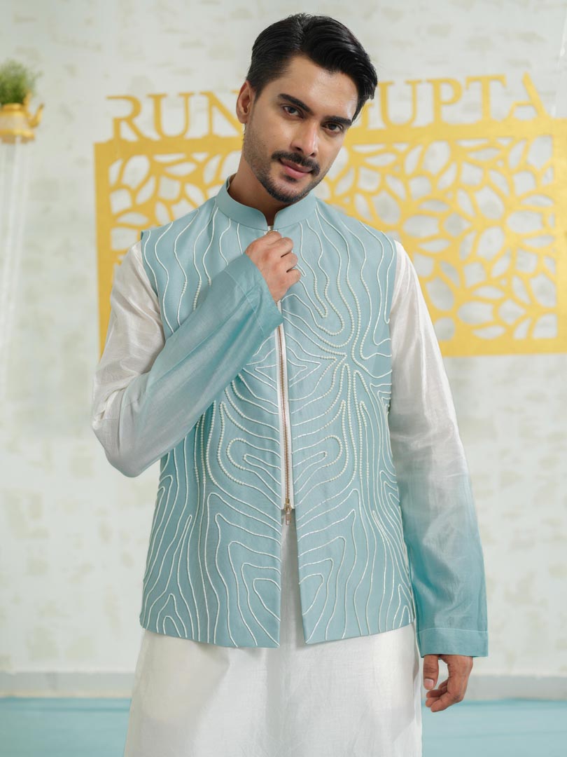 Contour Blue Zipper bundi set