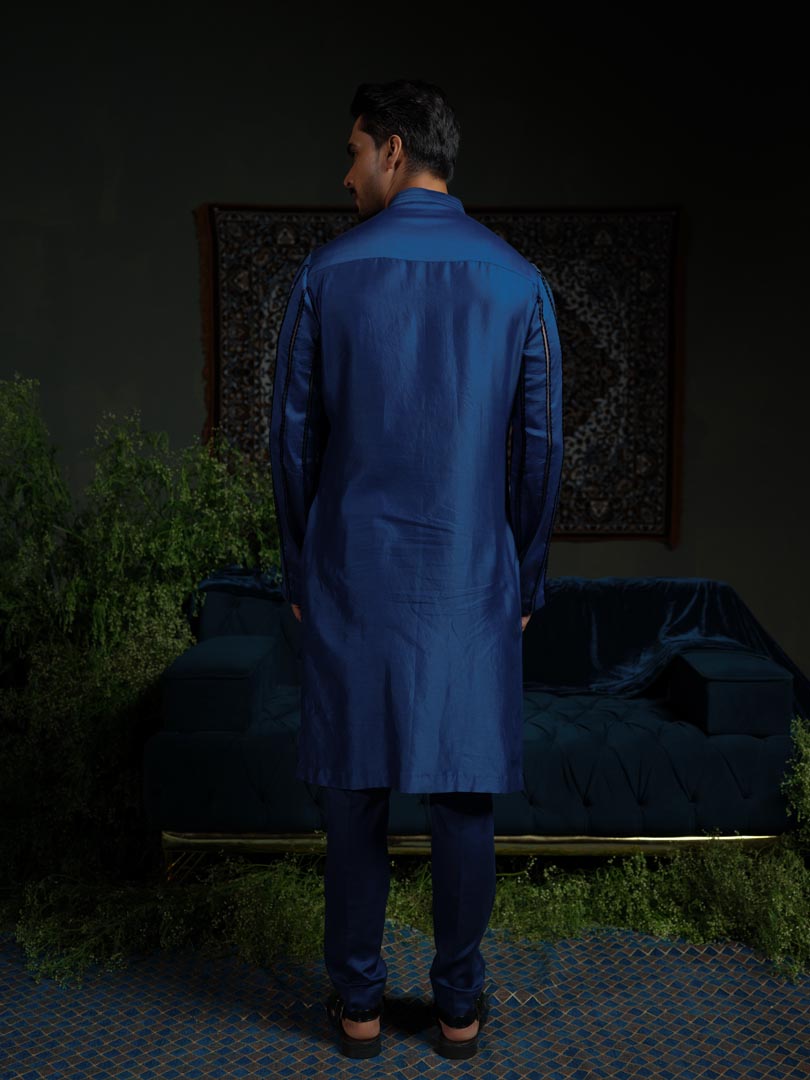 Midnight Stripe Blue Kurta Set