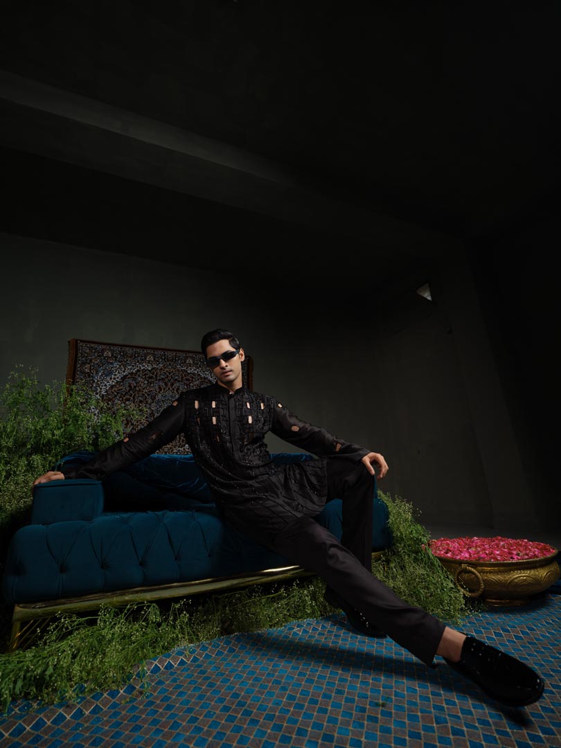 Black Bold Kurta Set