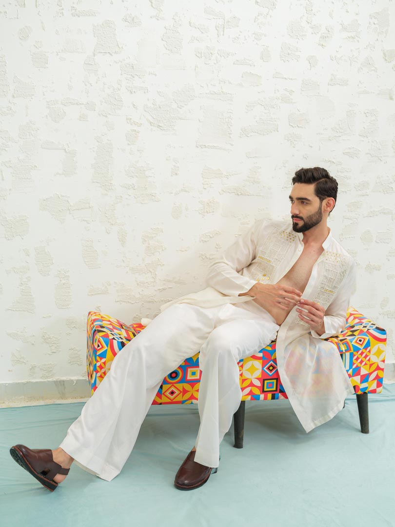 Ivory Lippan Kurta set