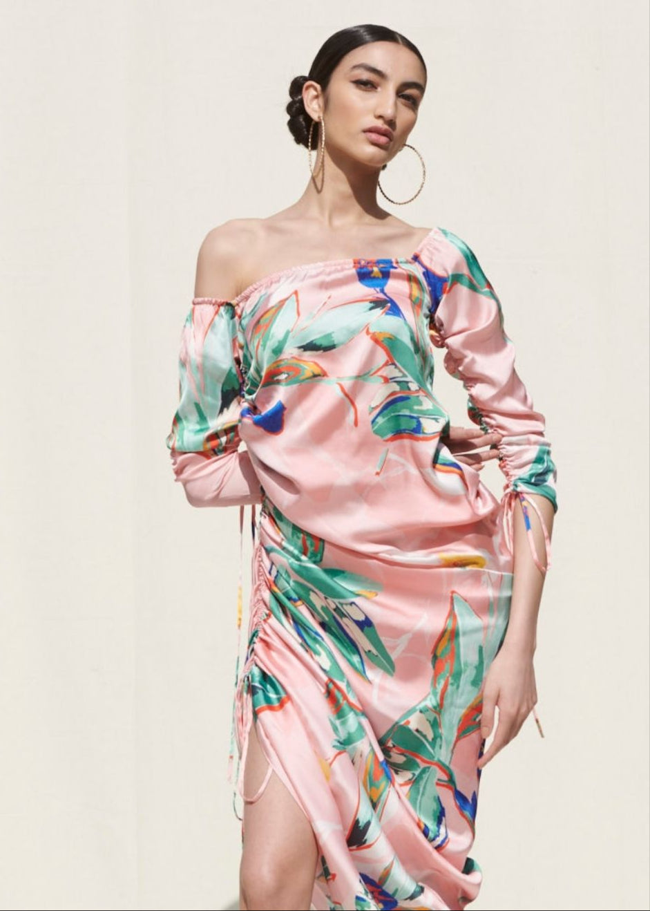 Side Gather One Shoulder Dress