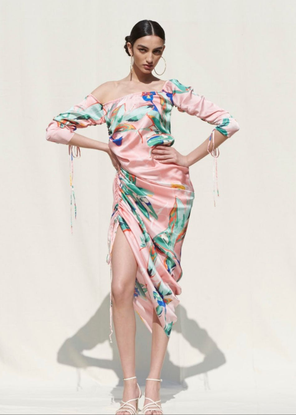 Side Gather One Shoulder Dress