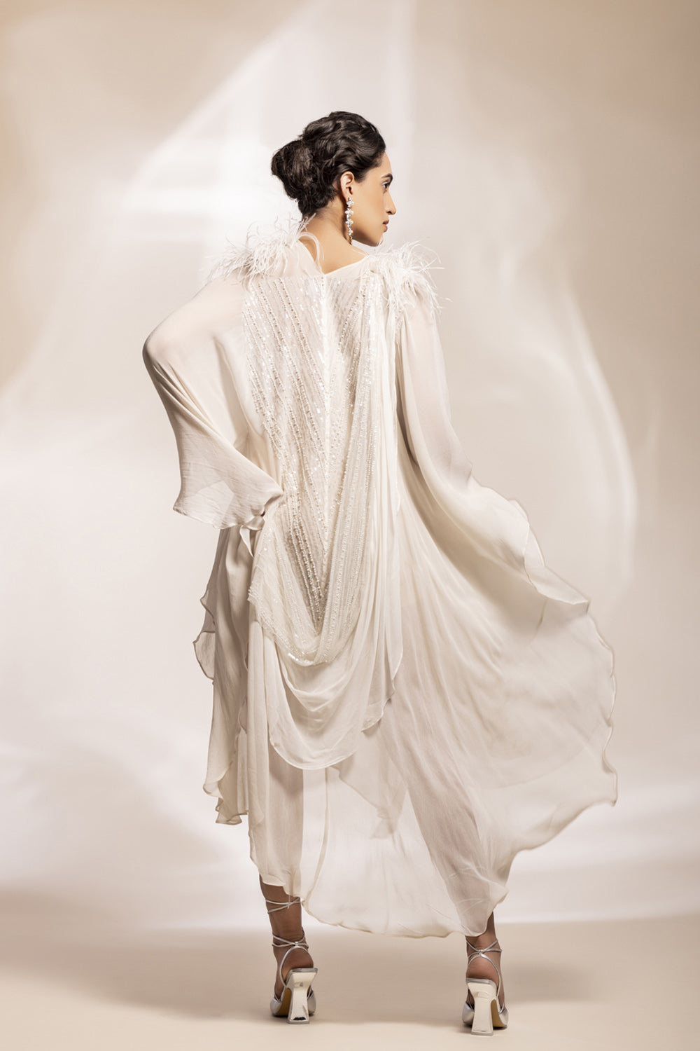 Ethereal Feather Touch Kaftan - Auraya Fashion 