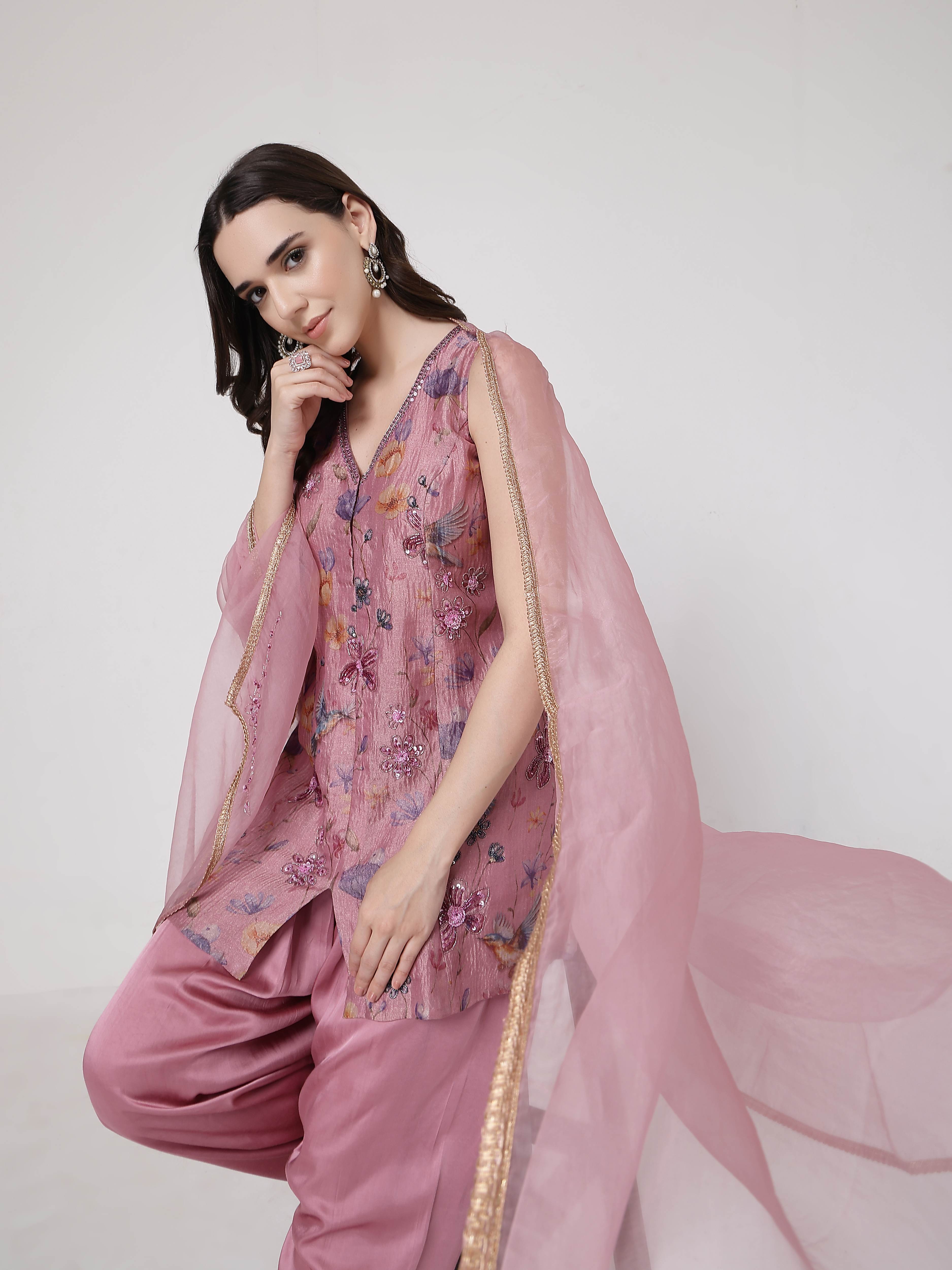 Mauve Crushed Salwar Set