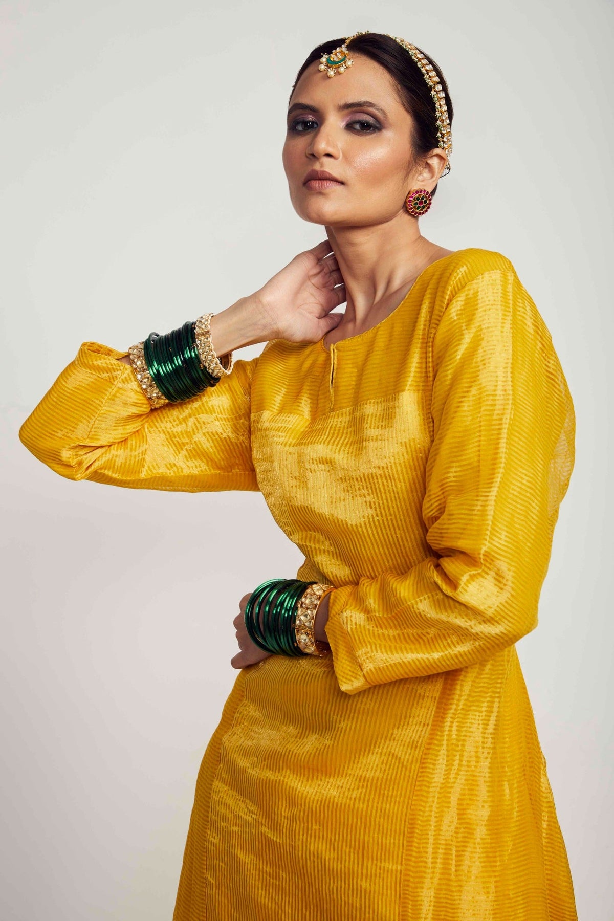 Stripe zari kurta set