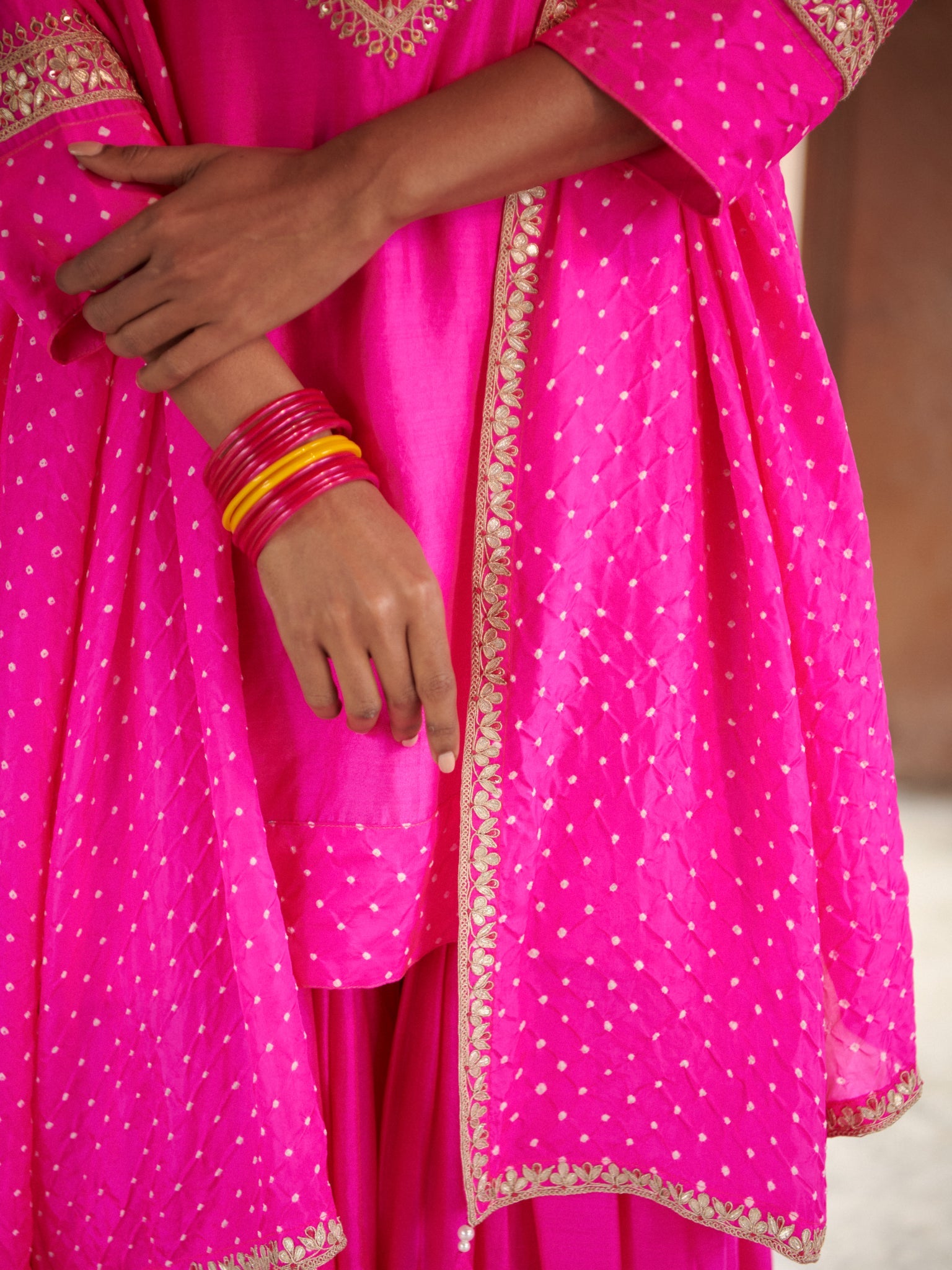 bandhni short sharara