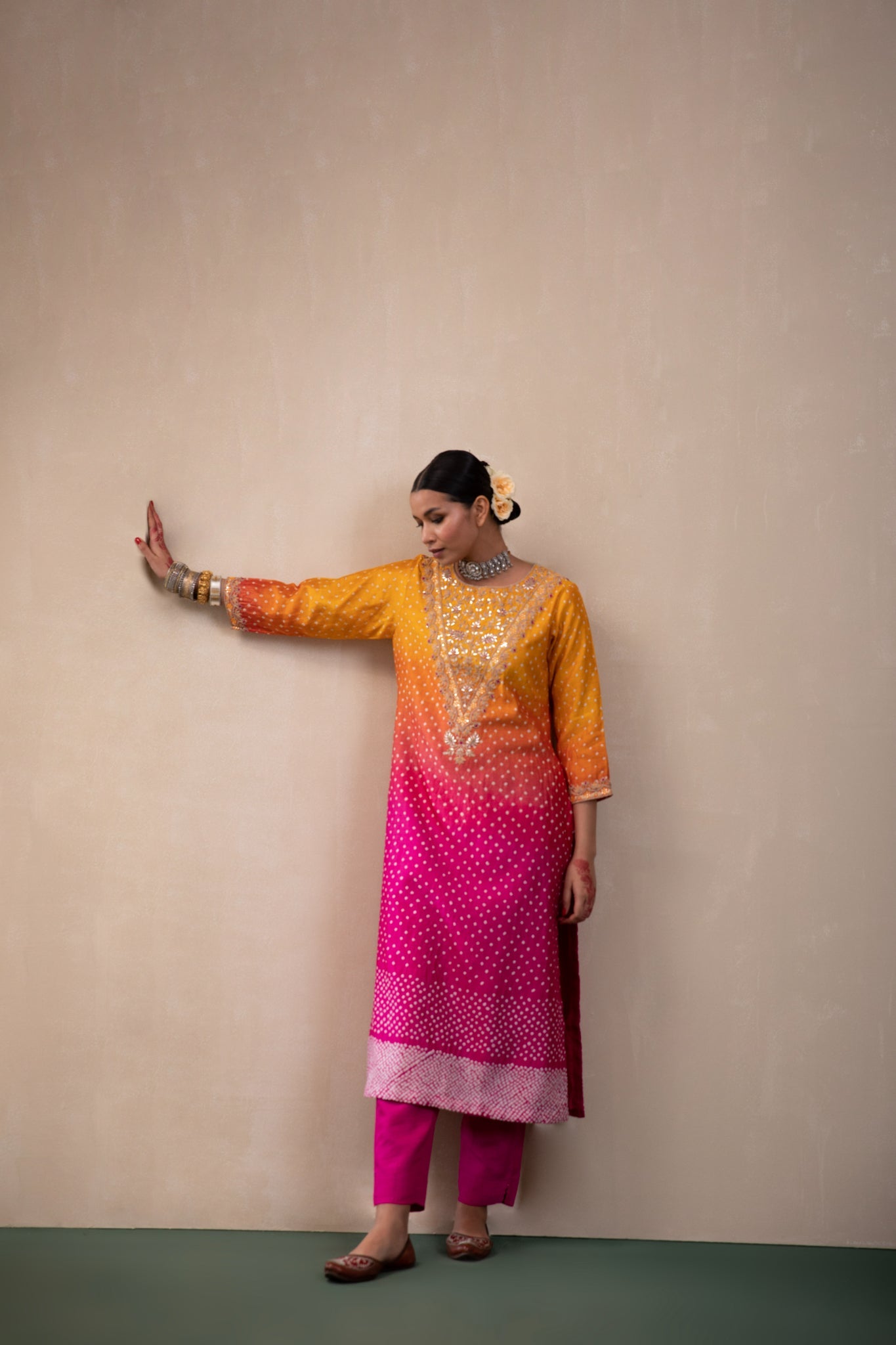 ommbre bandhni suit