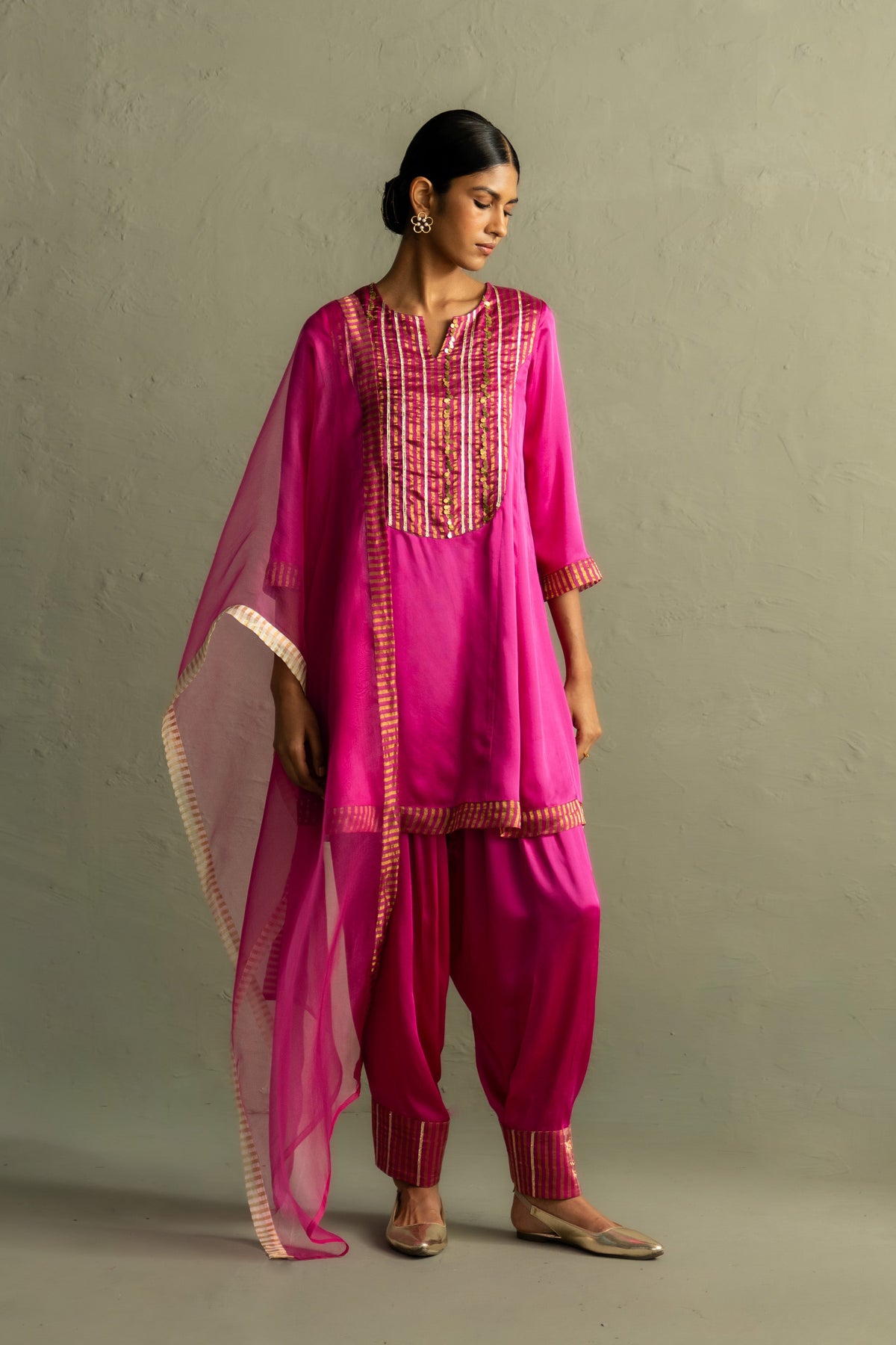 Ojas Flared Short Kurta With Salwar