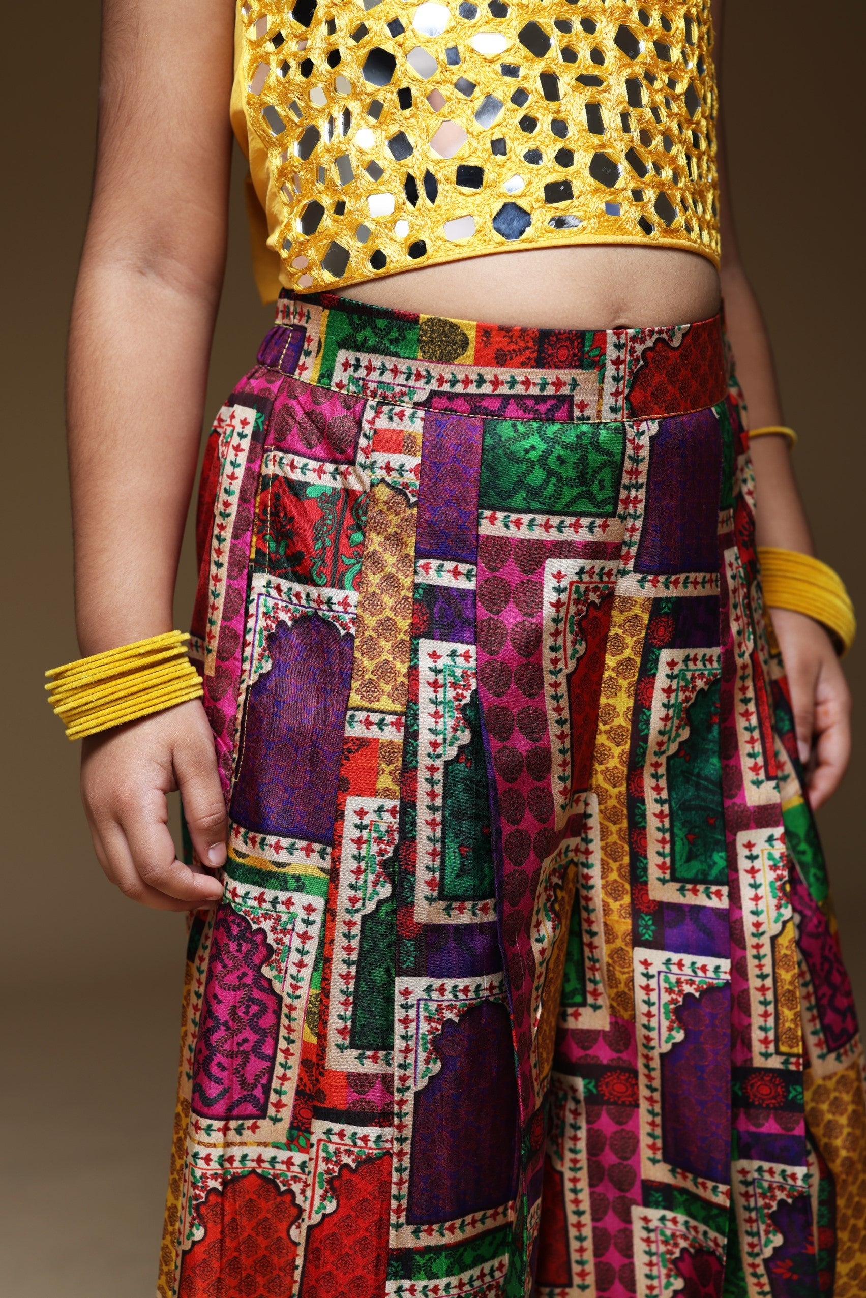 Hand embrodiered halter top with Pleated Pant